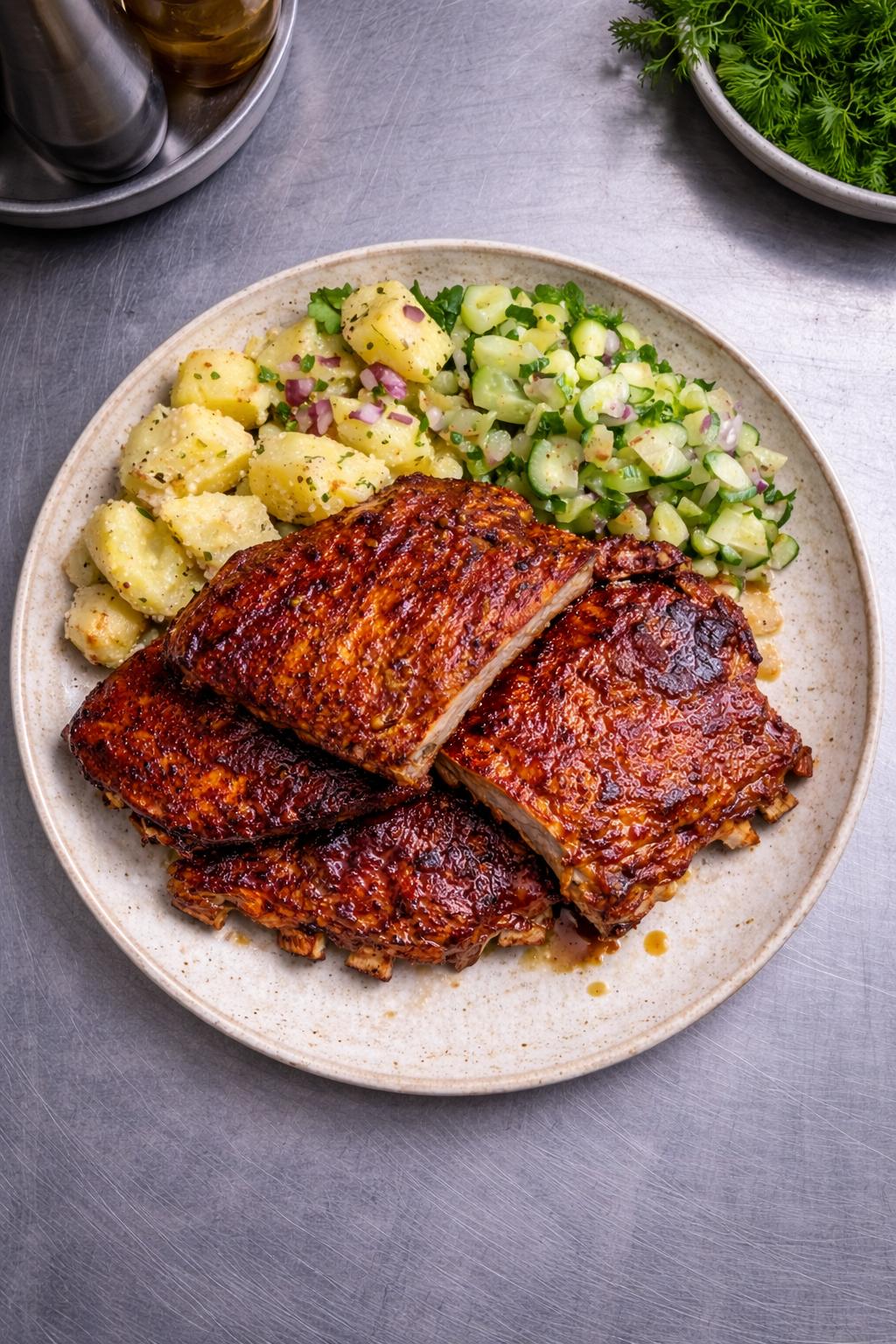 Costillas ahumadas al horno - Meniu zilei - Preparat românesc în Tenerife
