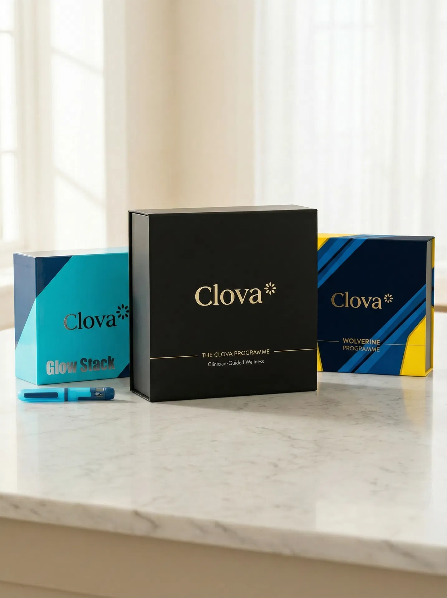 Clova product range — Programme, Glow Stack, and Wolverine Stack