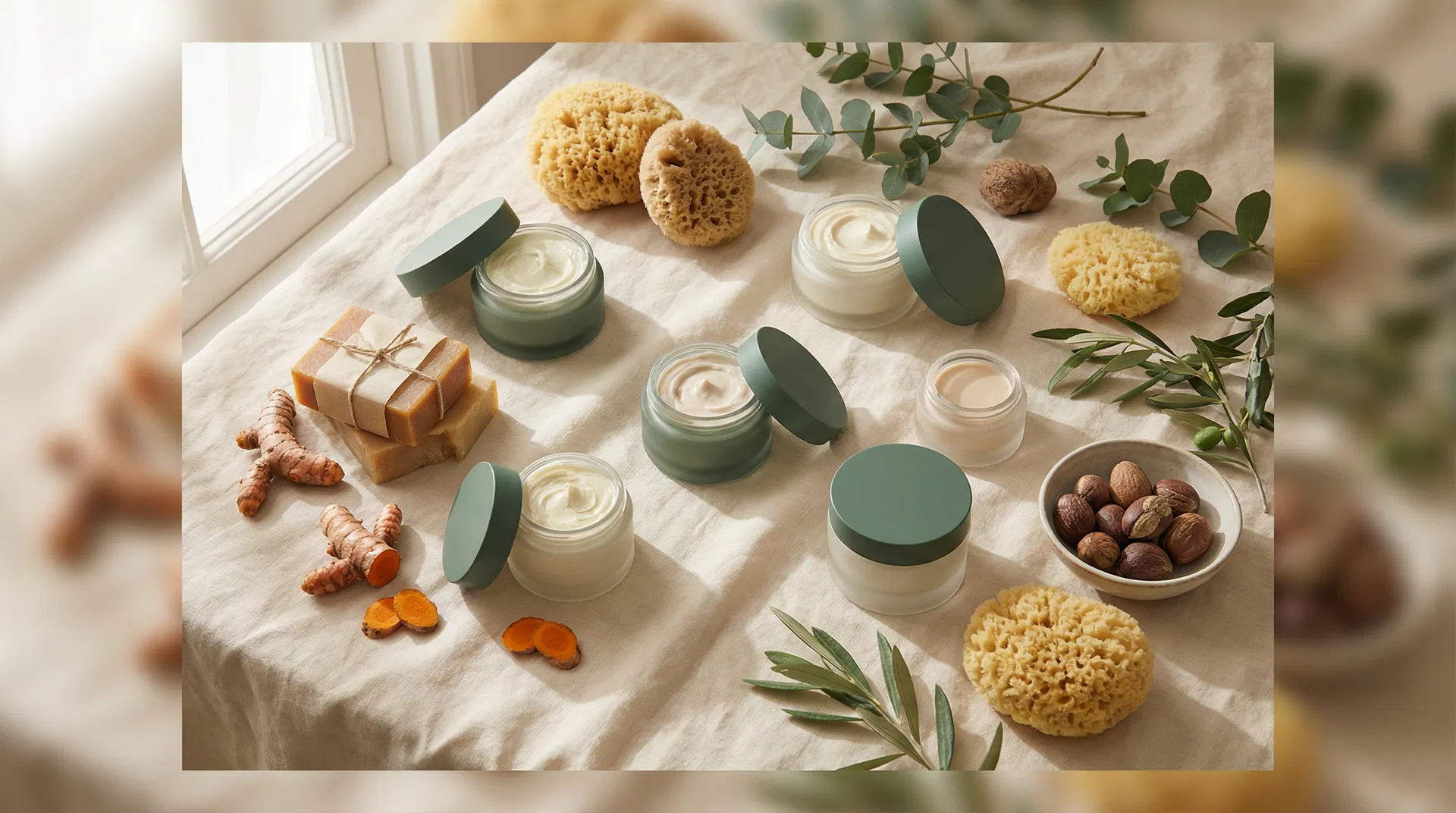 Mindara skincare ritual flat lay