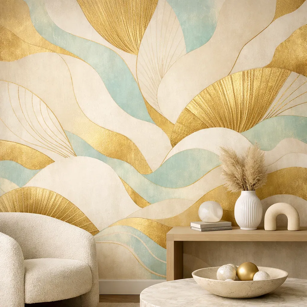Accent wall with artistic pattern