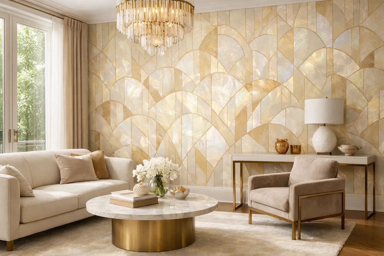 Beautiful wallpapered interior