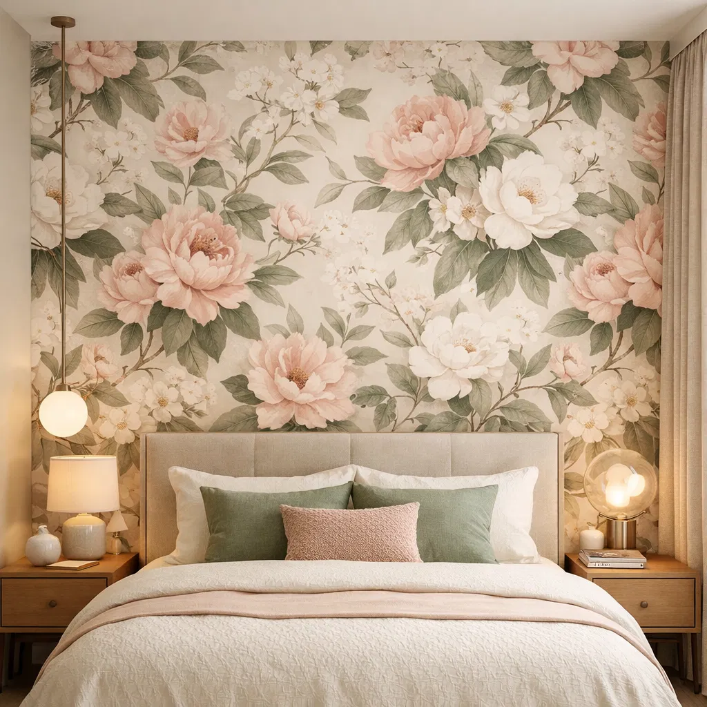 Floral accent wall installation