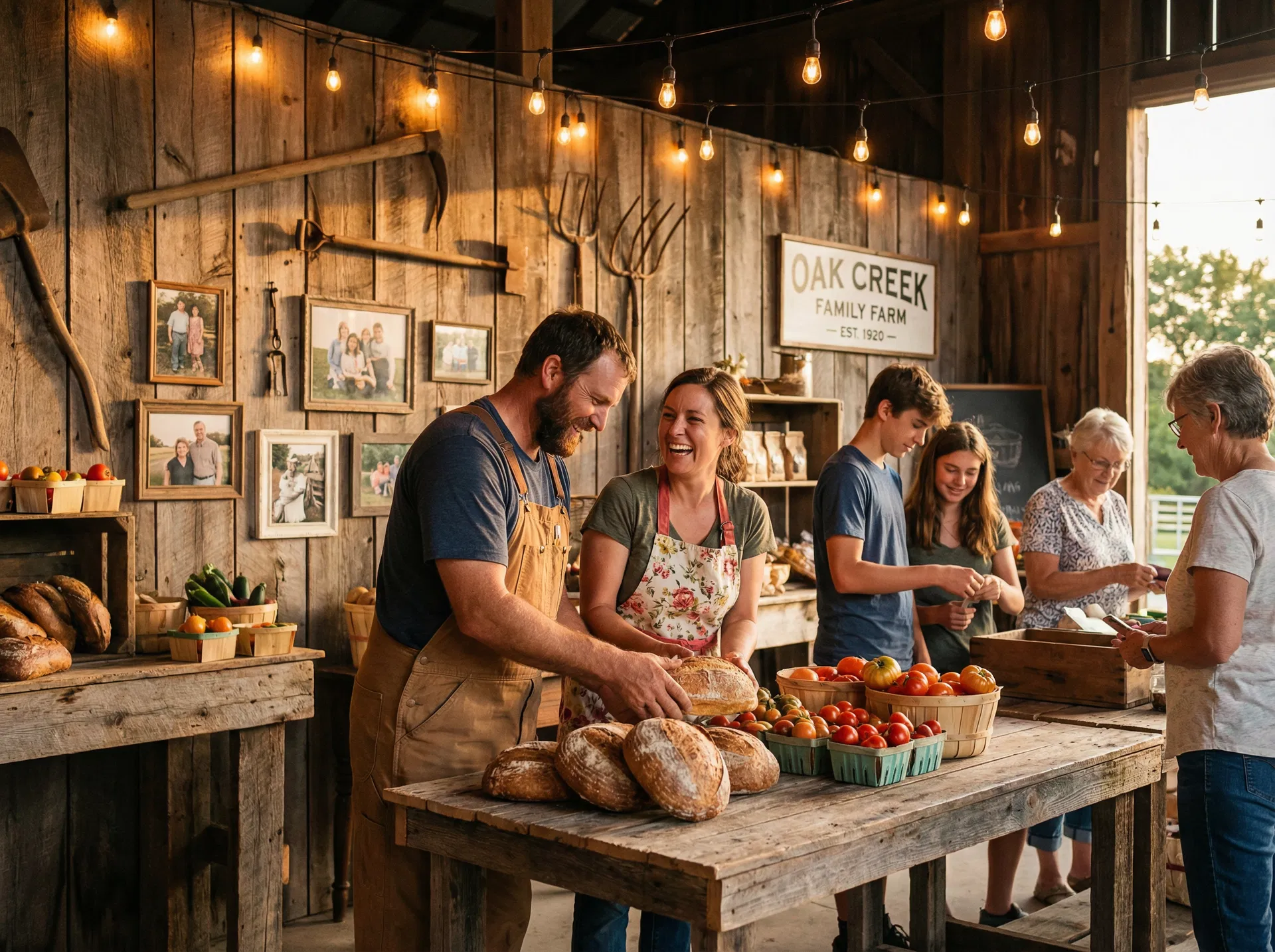 Family working together at Rustic Rooster Market