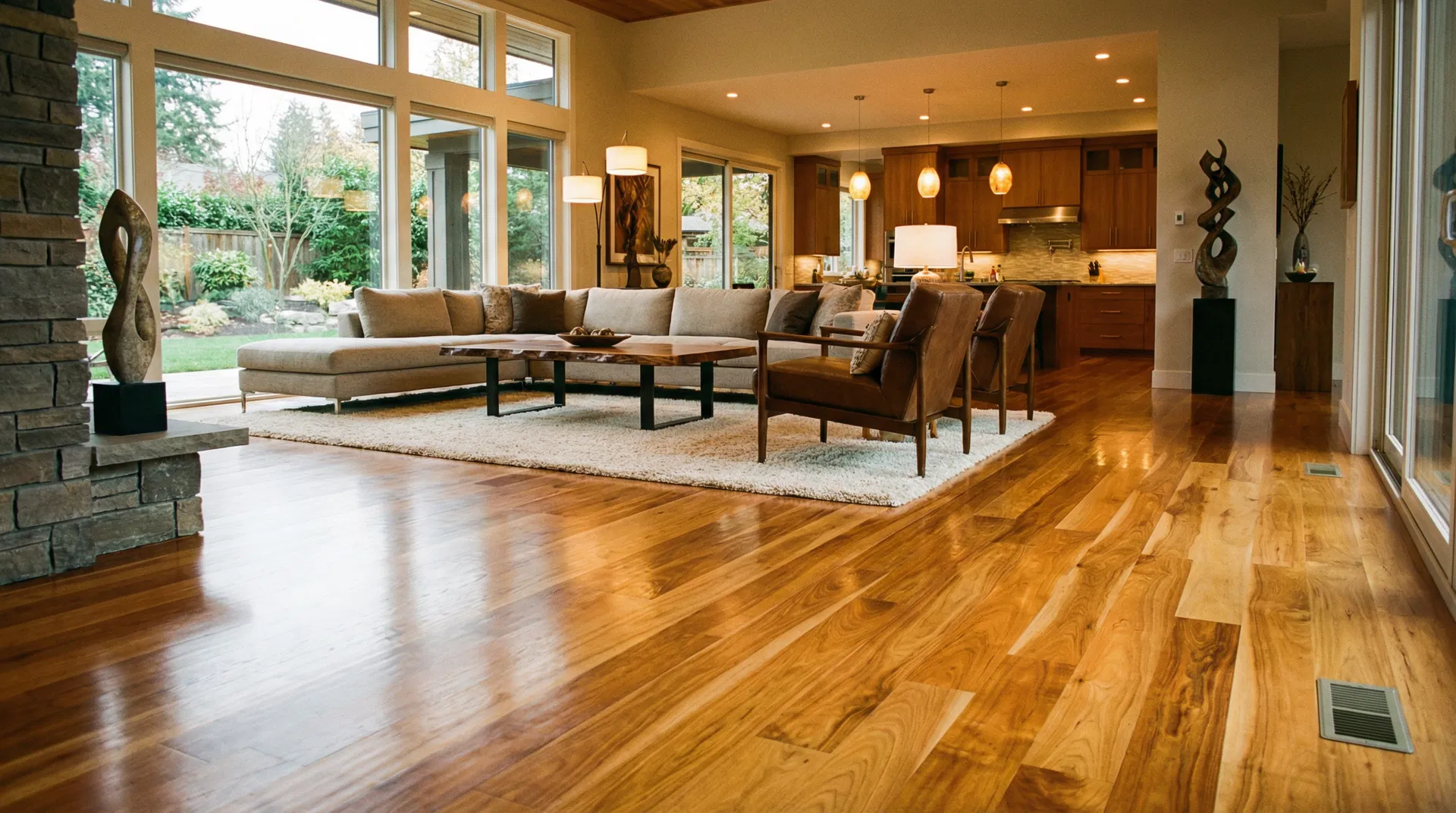 Beautiful hardwood flooring in a luxury home