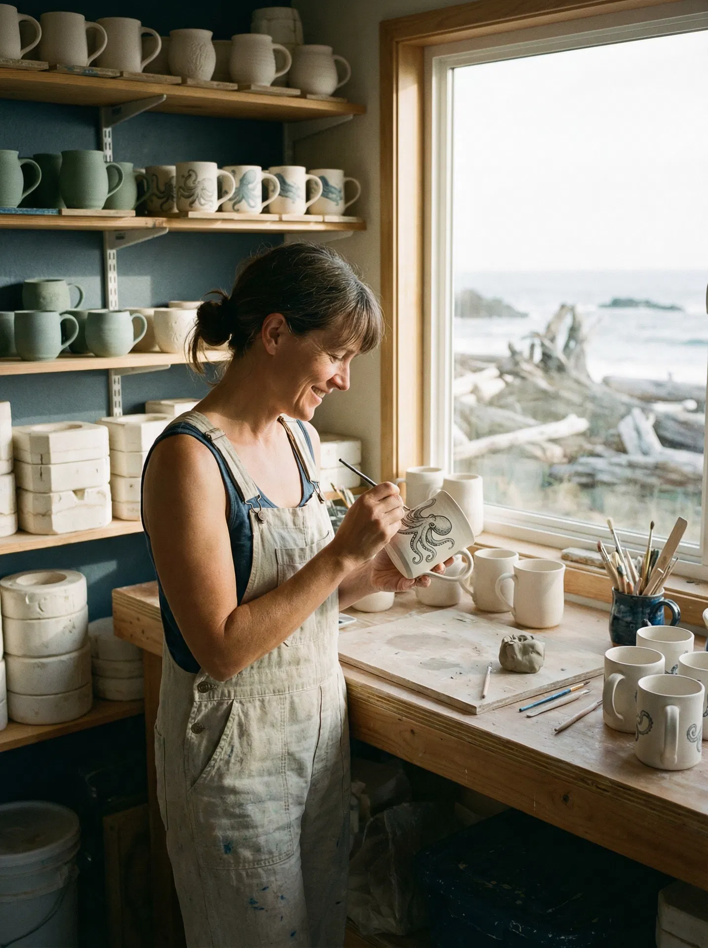 Alexandra Shaffer in her Roberts Creek ceramics studio