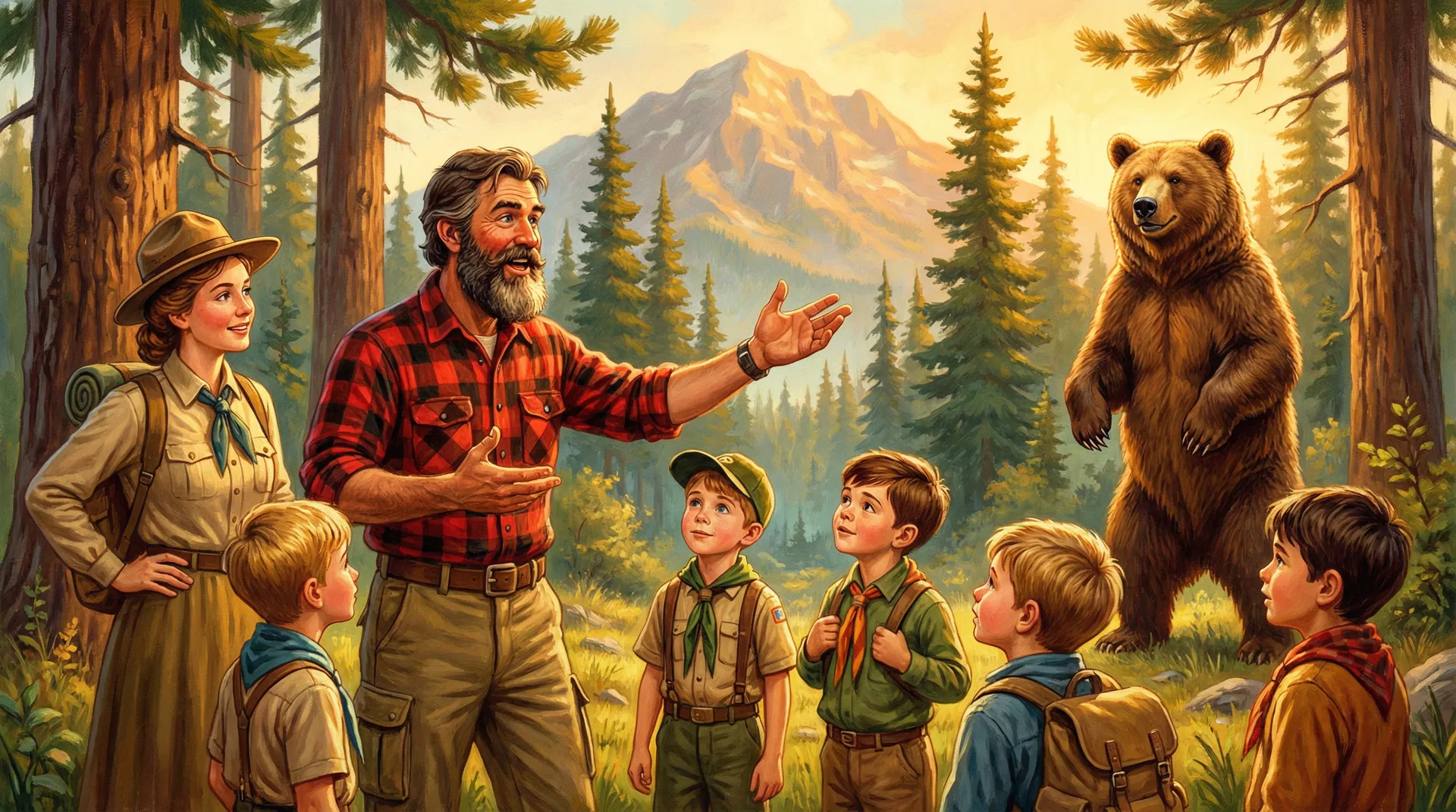 Gerald teaching bear safety in the forest