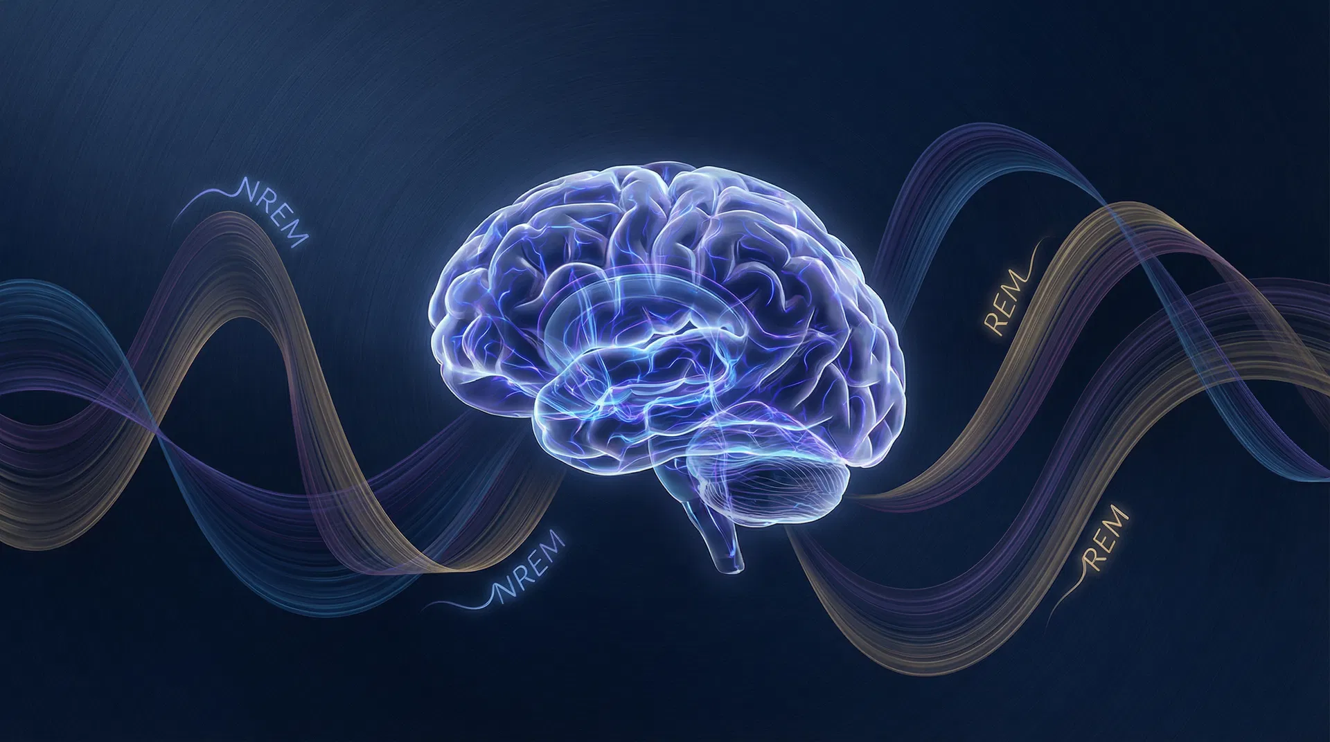 NREM and REM sleep cycles visualised as neural wave patterns