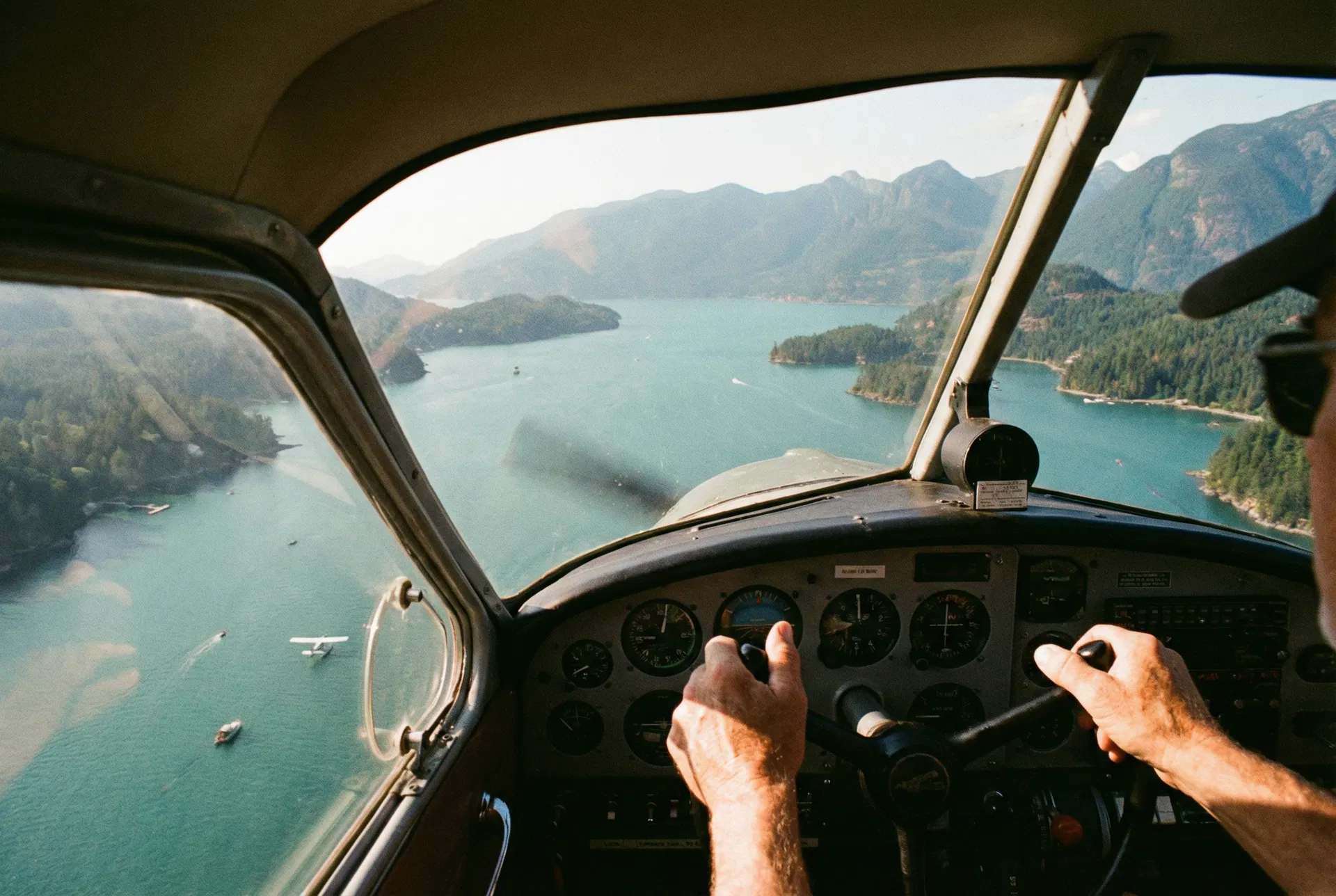 View from the cockpit over Sechelt Inlet