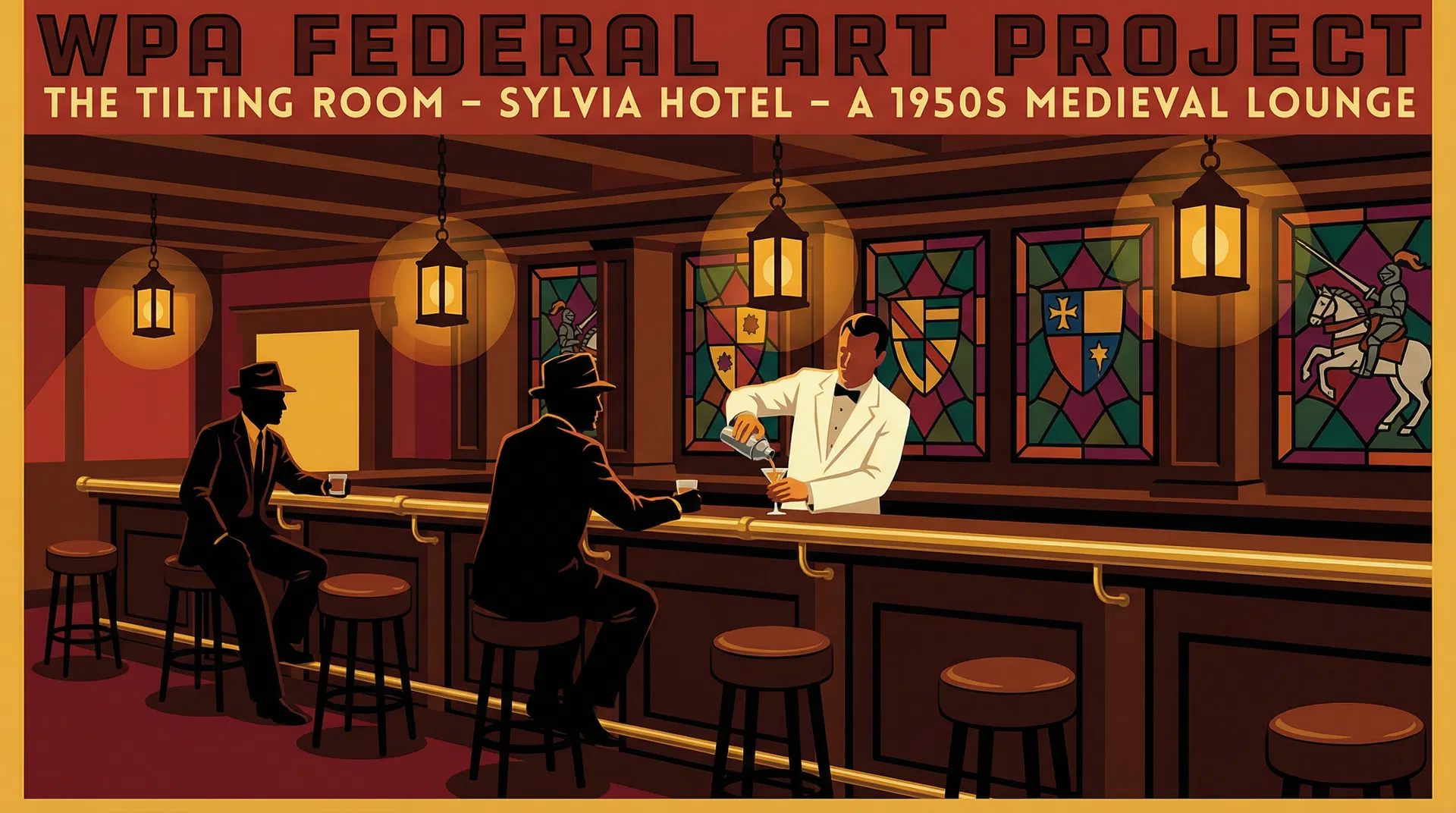 The Tilting Room — Sylvia Hotel's 1950s medieval cocktail lounge