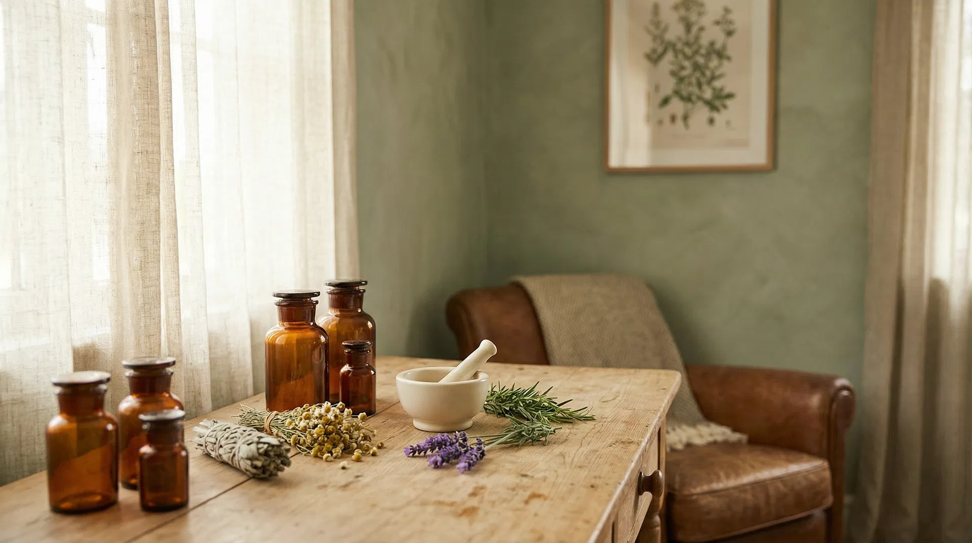 Holistic wellness apothecary with natural herbs and remedies