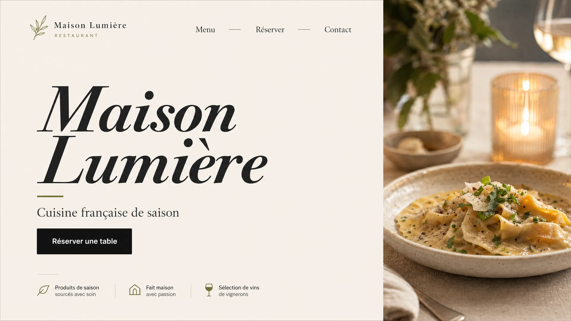 Démo de site fictive — Maison Lumière