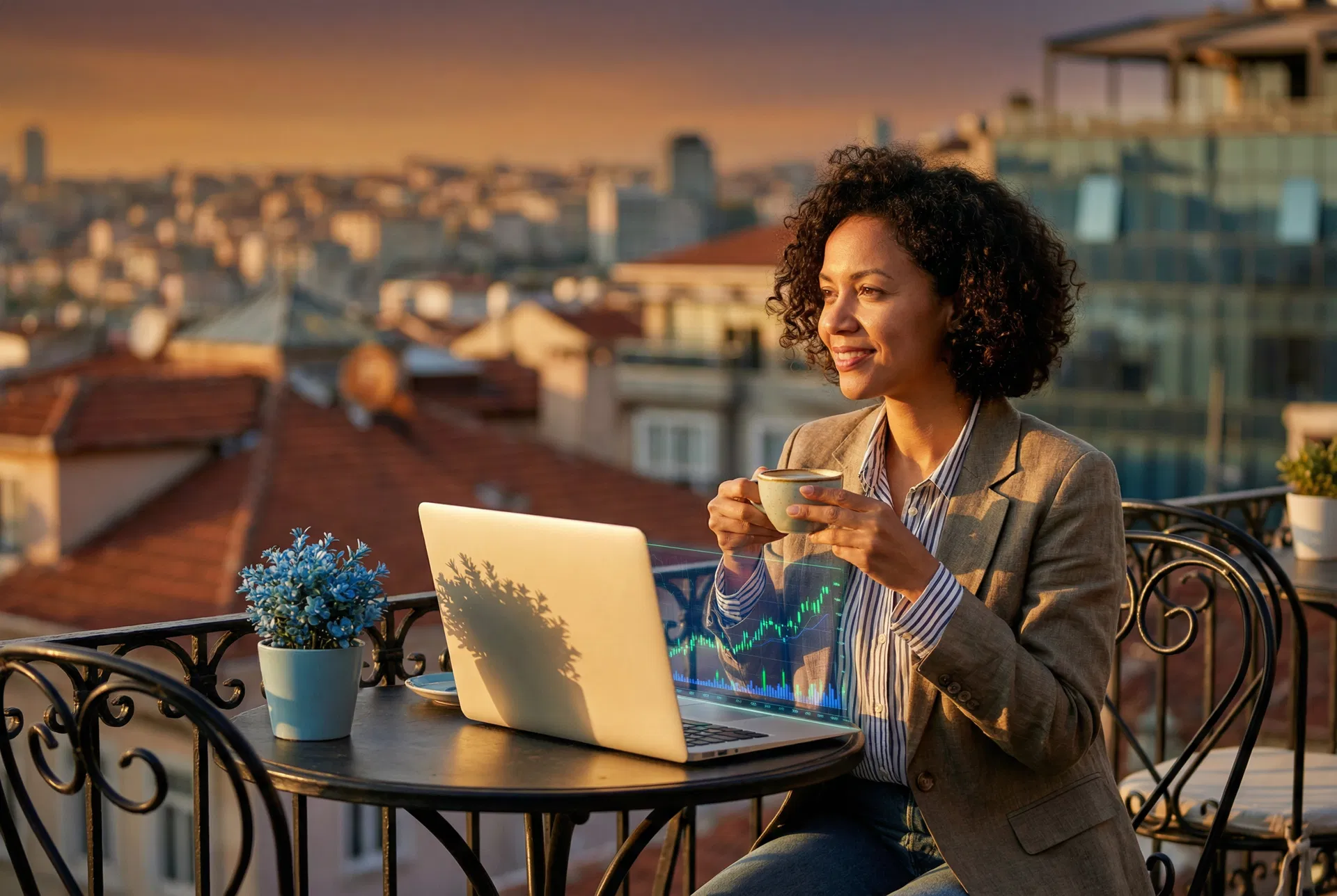 Mujer empoderada trabajando con libertad