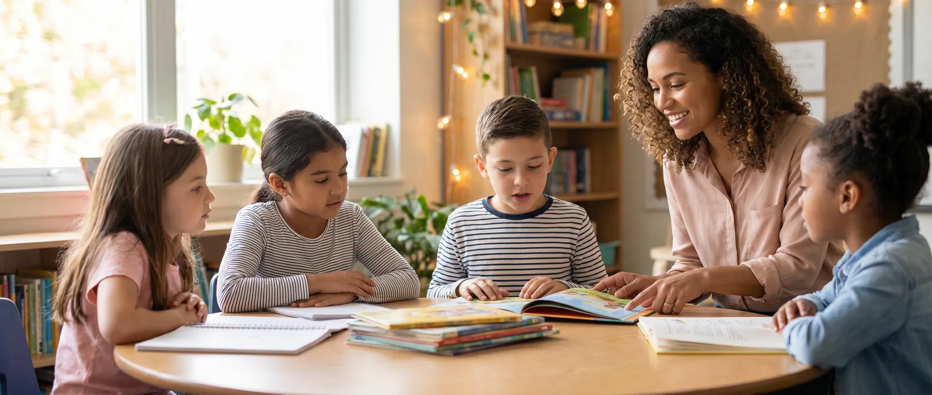 Children in a small-group tutoring session