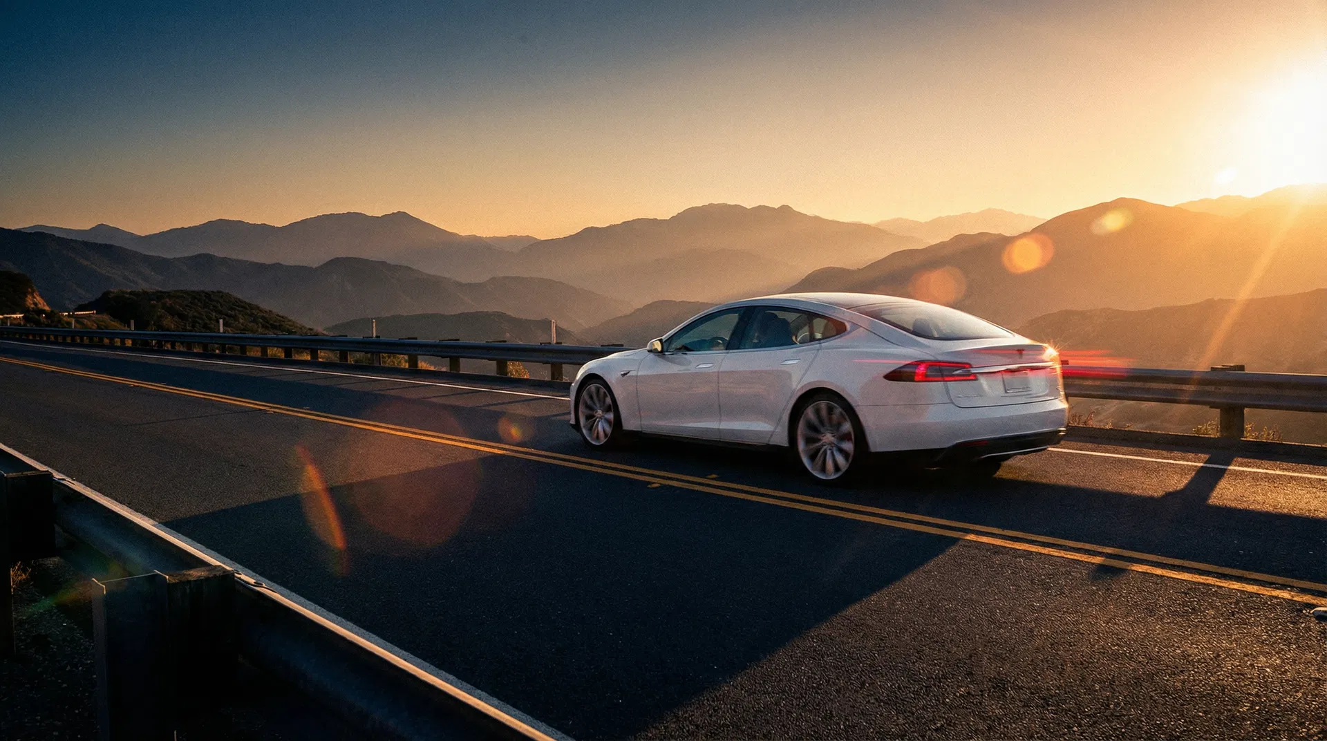 Open highway at sunset