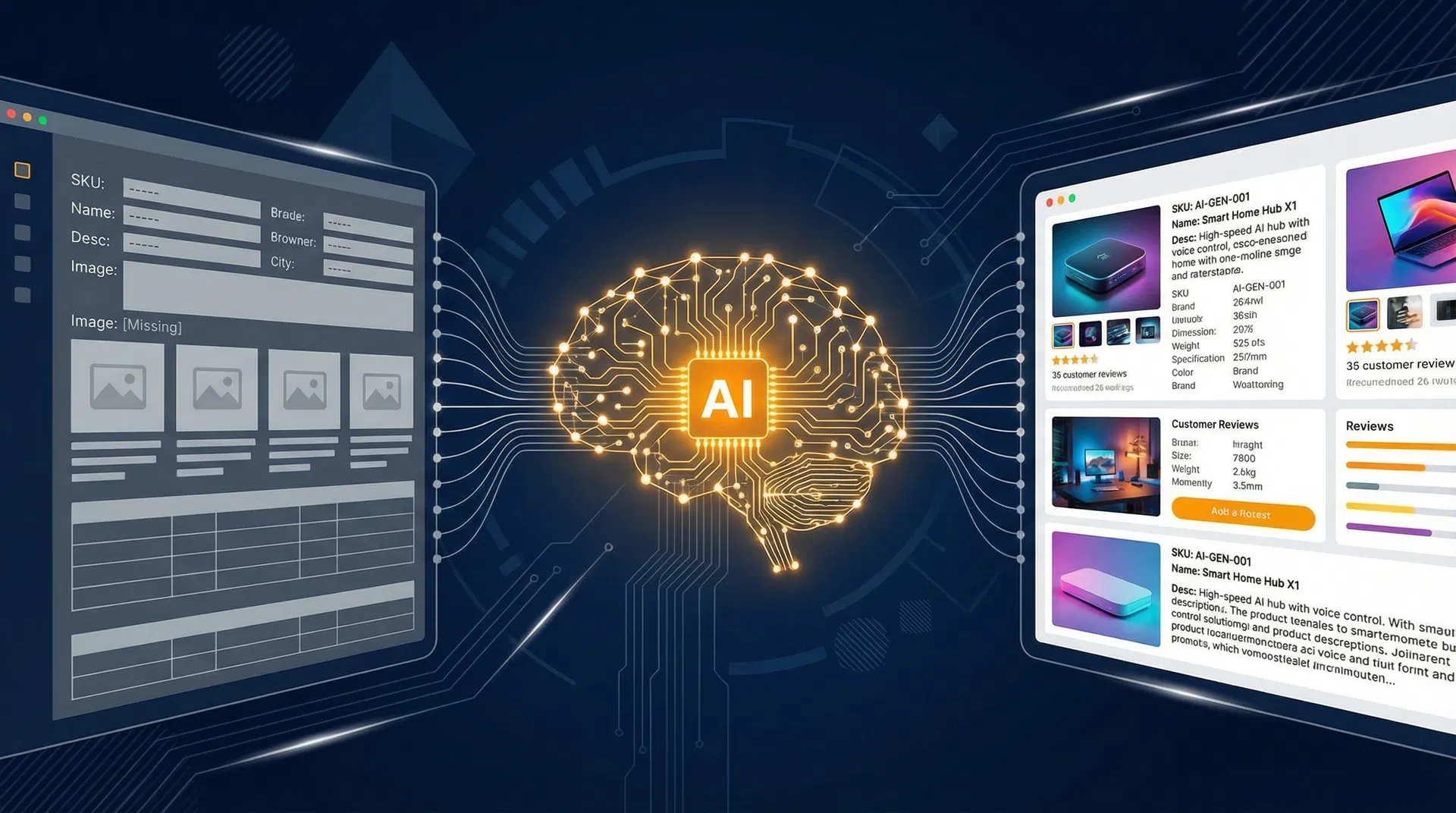 AI transforming raw product data into rich catalog content