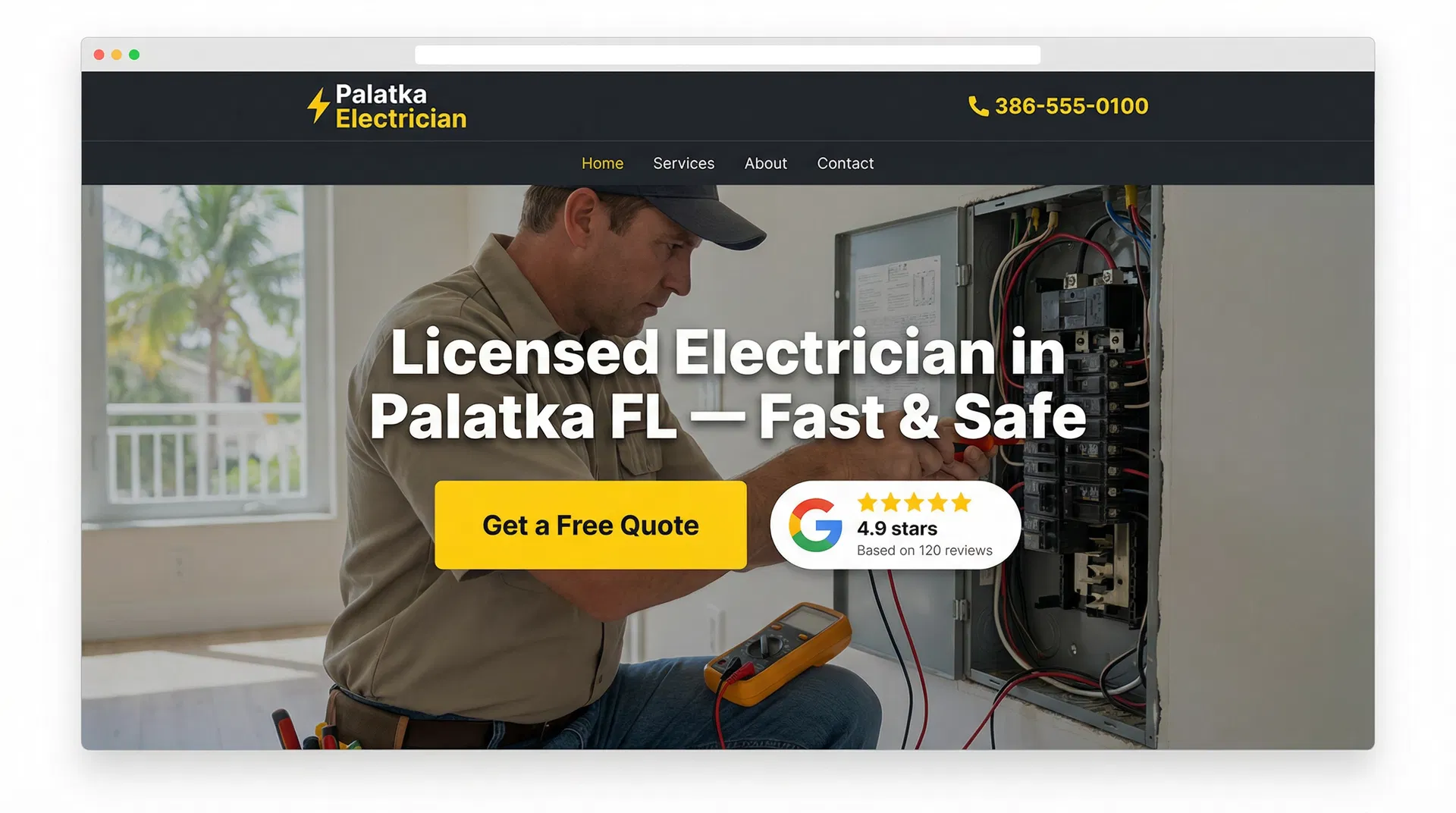 Electrician website design for Palatka FL contractors