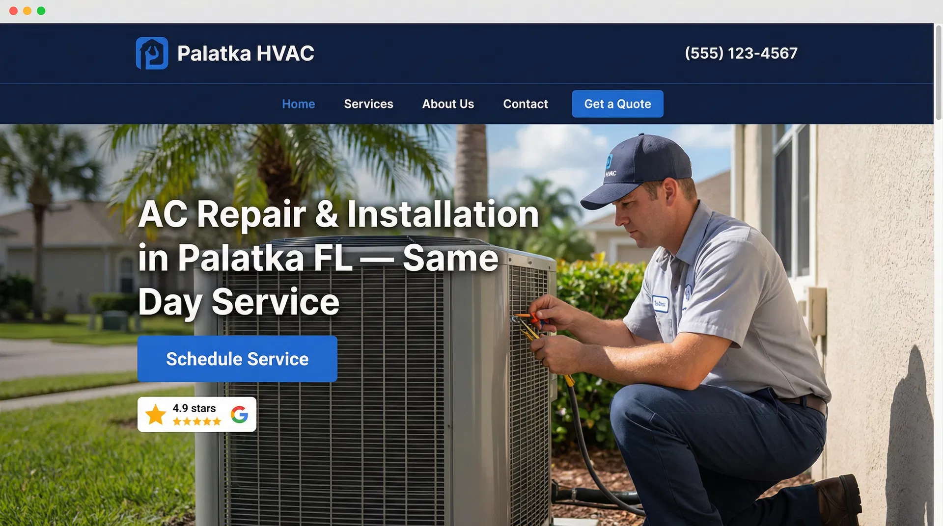 HVAC website design for Palatka FL contractors