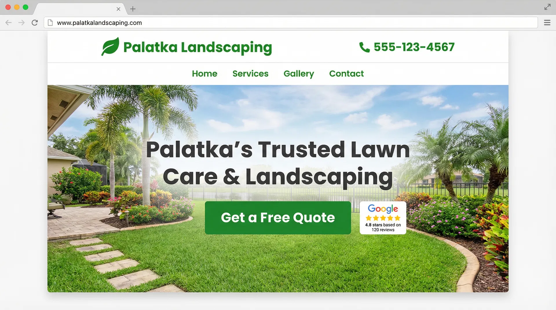 Landscaping website design for Palatka FL contractors