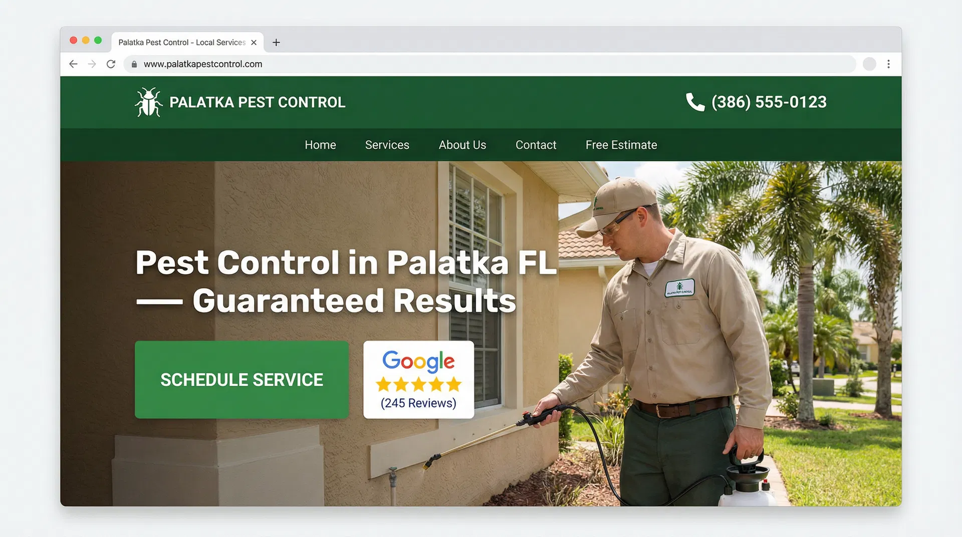 Pest Control website design for Palatka FL contractors