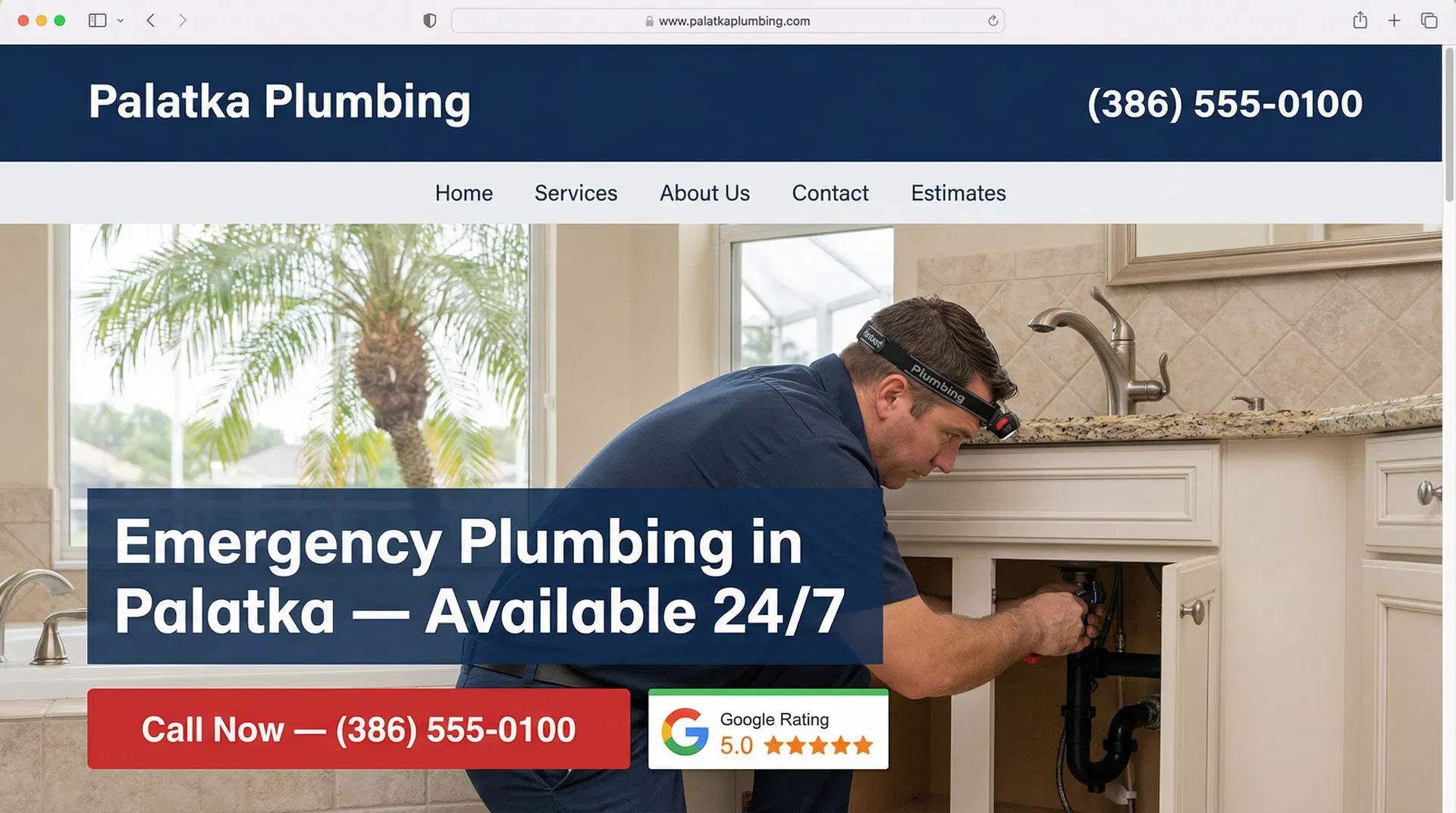 Plumbing website design for Palatka FL contractors
