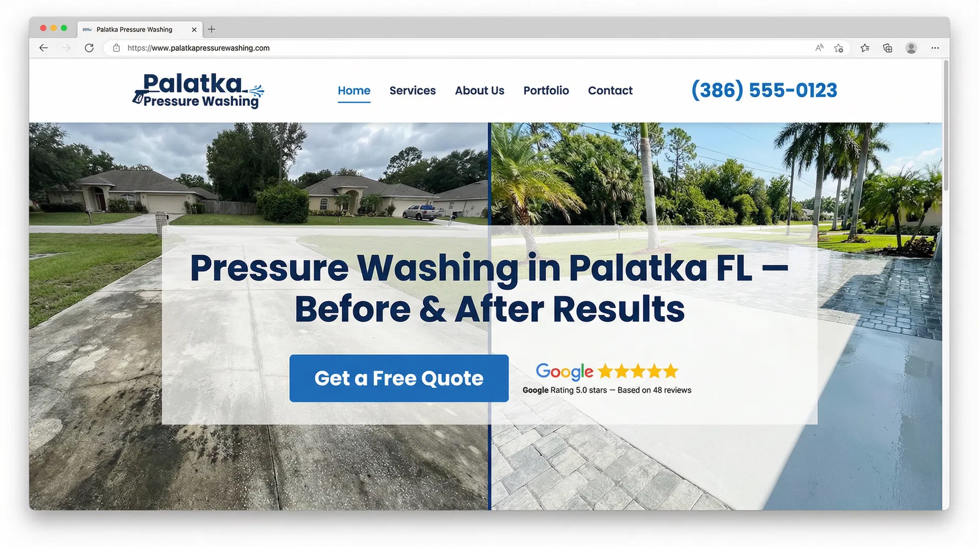 Pressure Washing website design for Palatka FL contractors