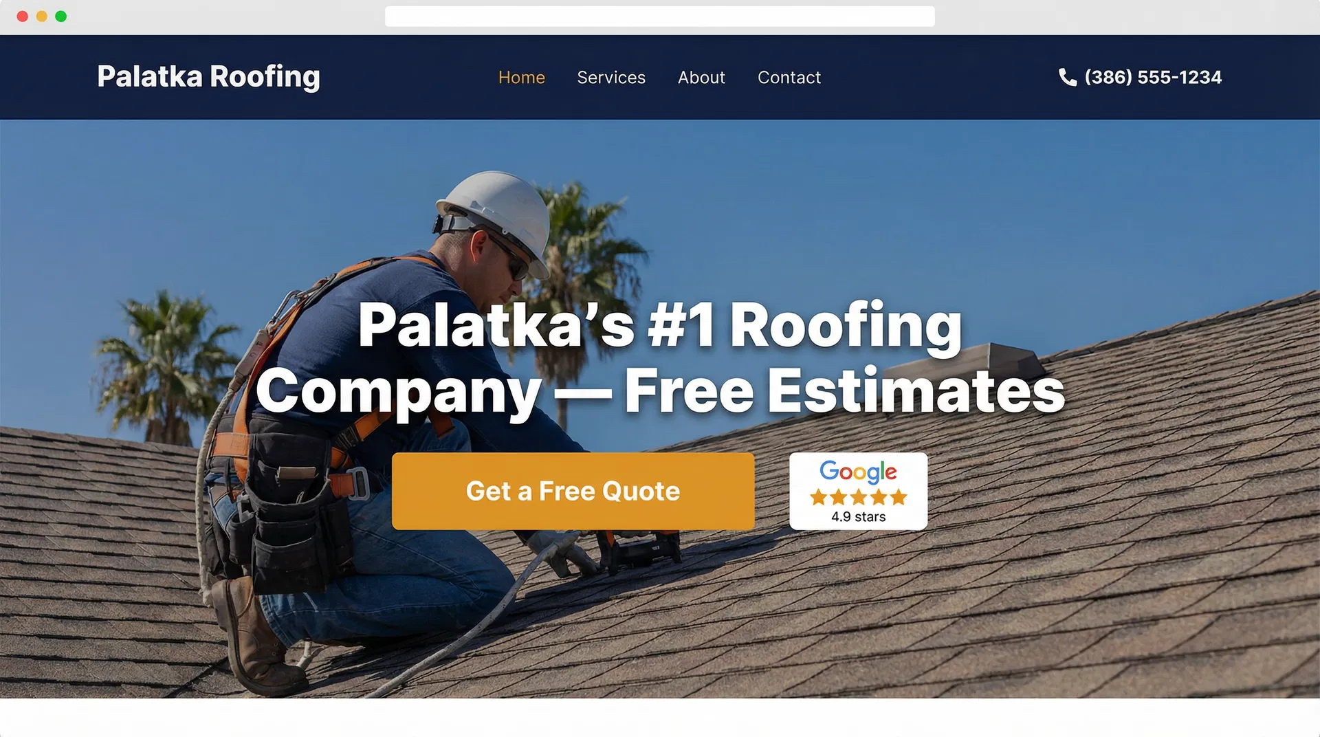 Roofing website design for Palatka FL contractors