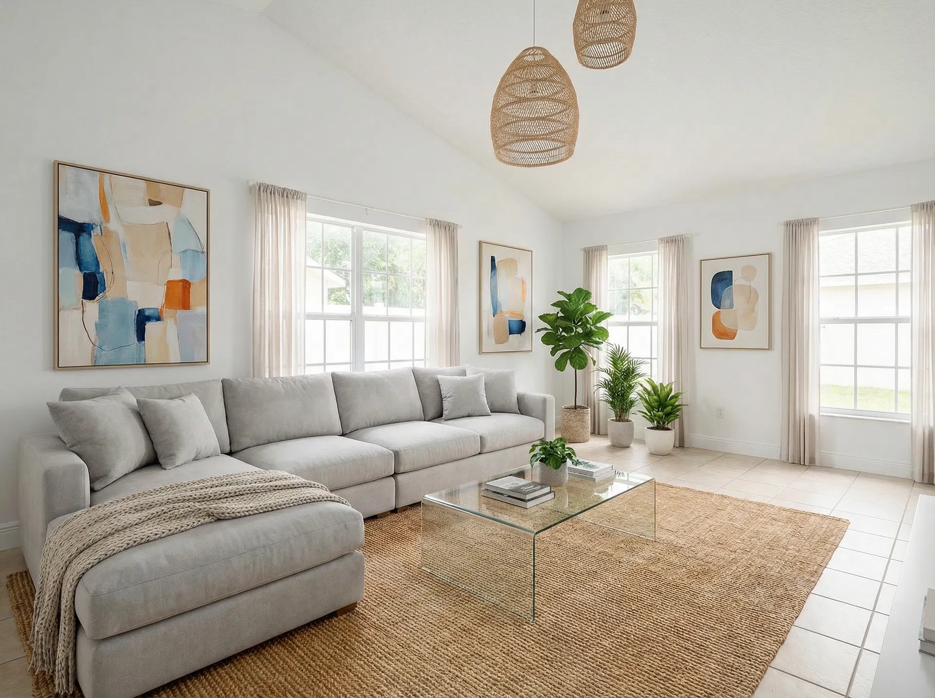 Virtually staged living room