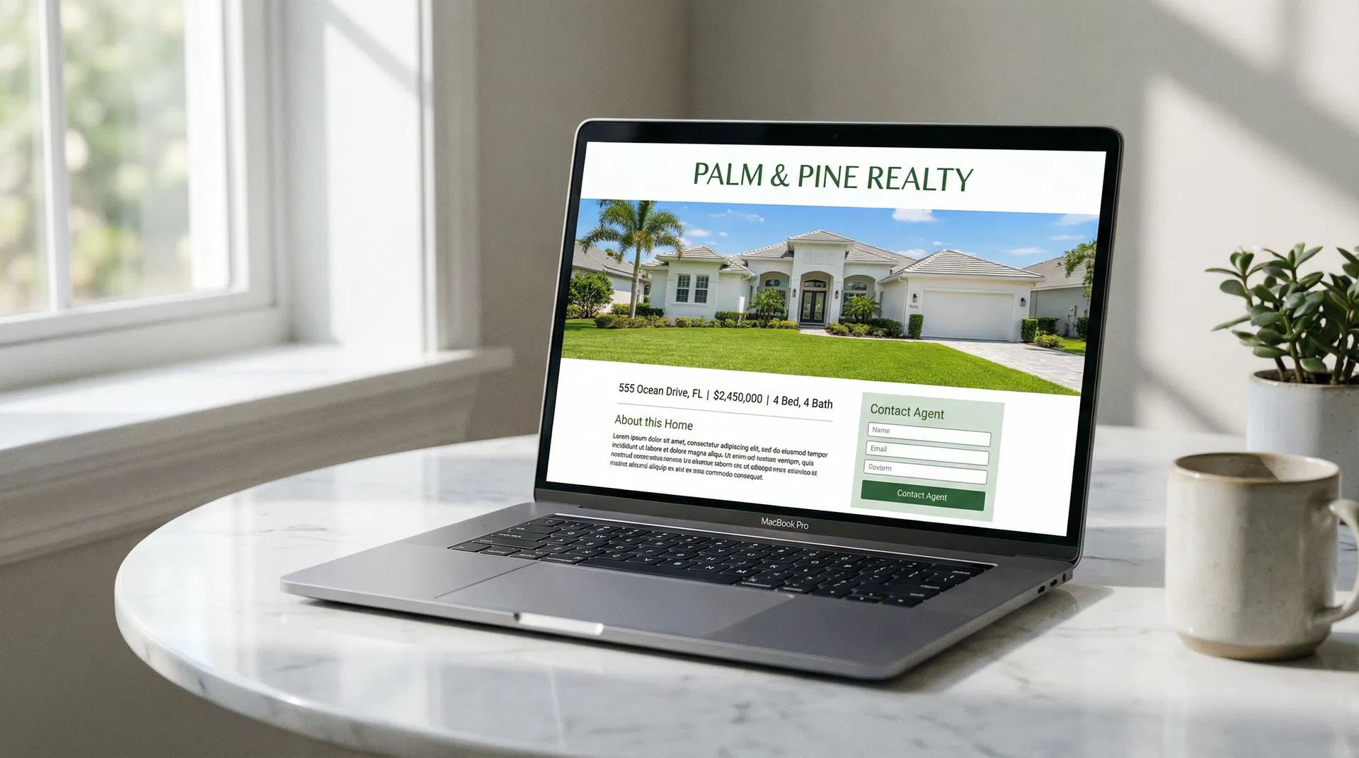Real estate website on laptop