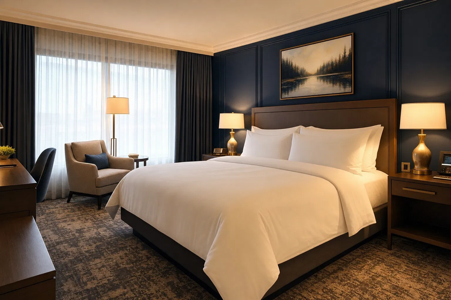 Well-maintained luxury hotel room