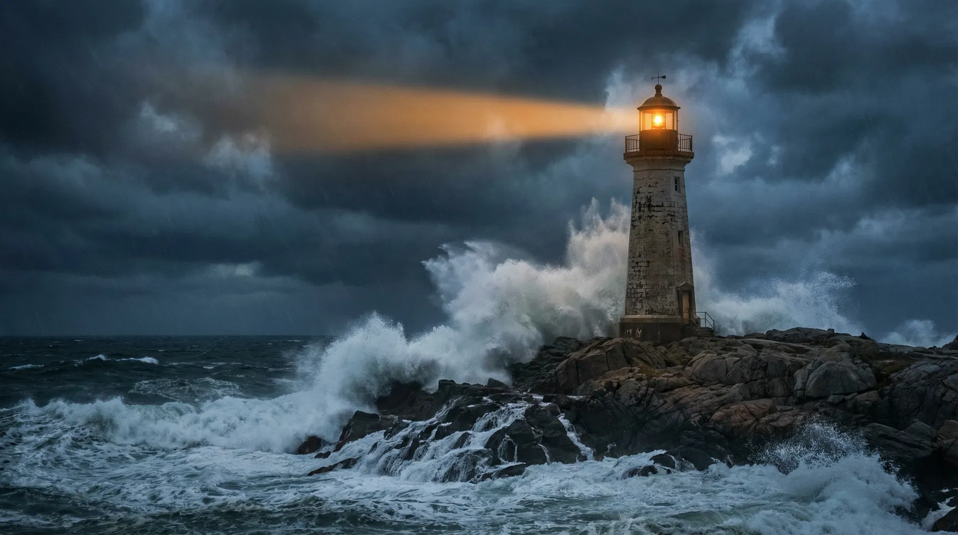 Lighthouse standing firm in a storm