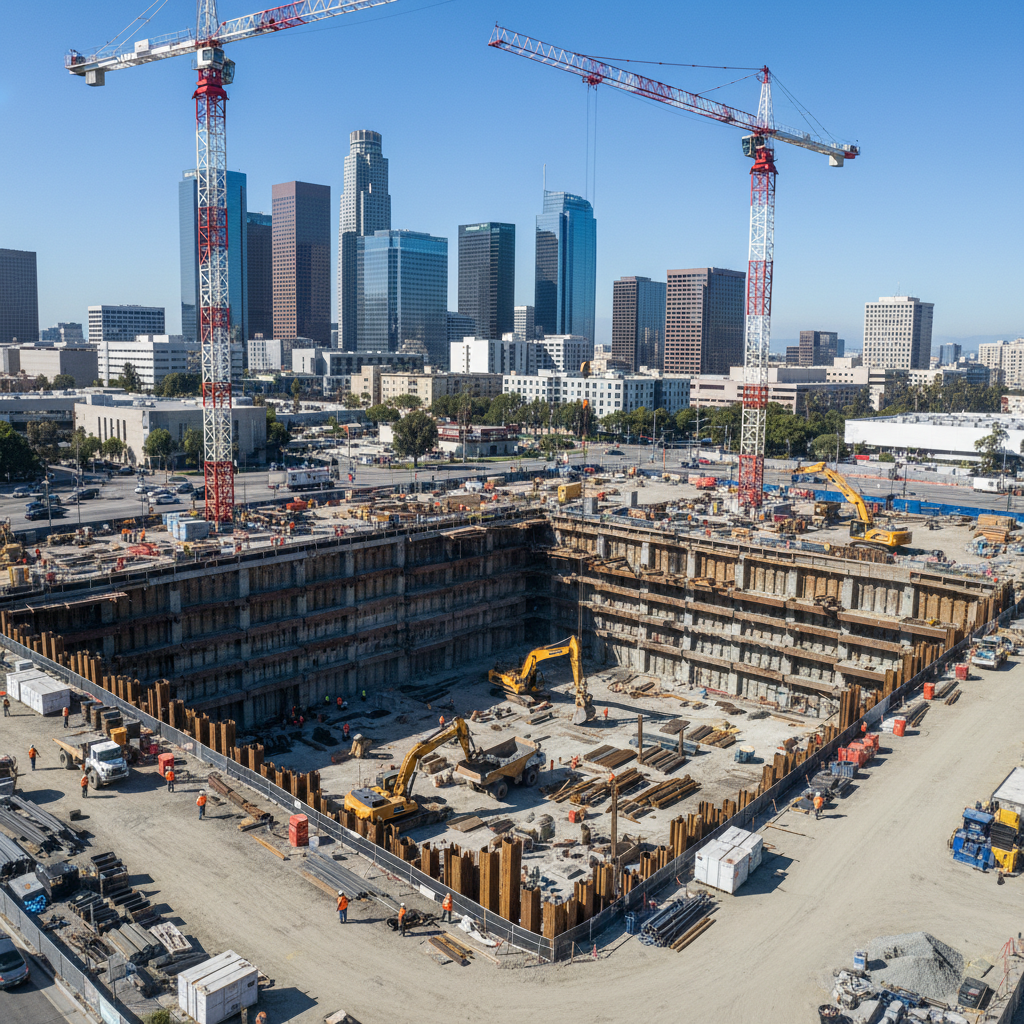 Residential Tower - Foundation & Shoring — 777 Figueroa St, Los Angeles, CA 90017