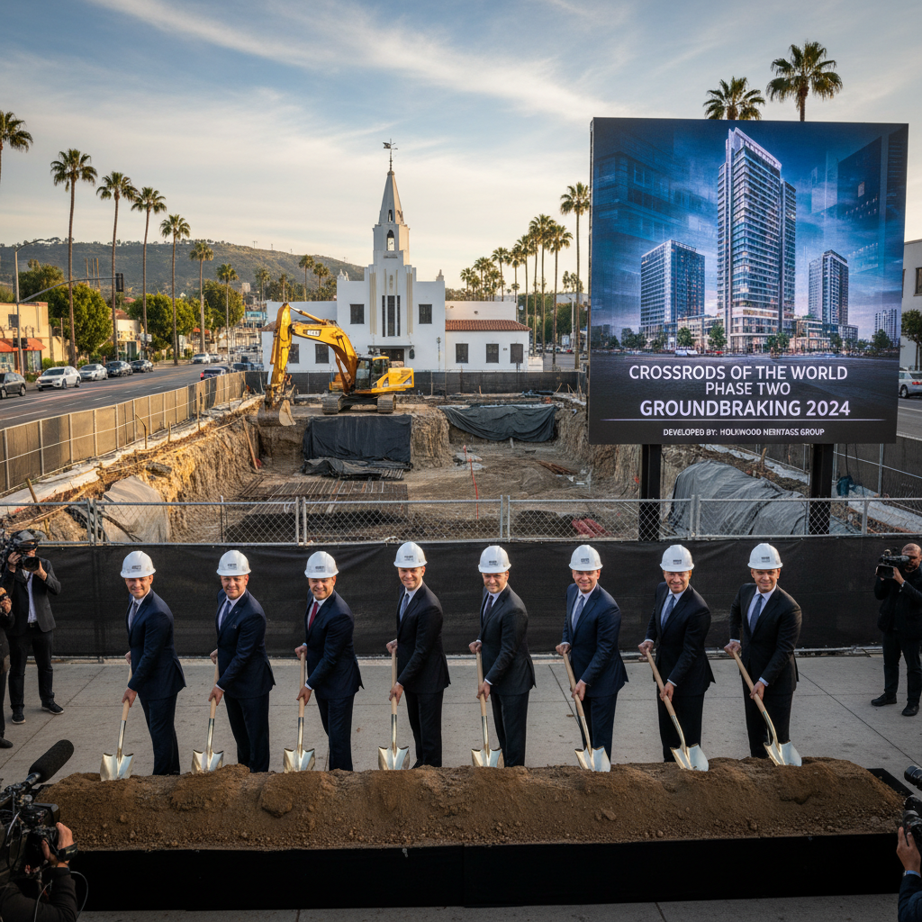 Hollywood's Crossroads of the World Redevelopment Breaks Ground on Phase Two