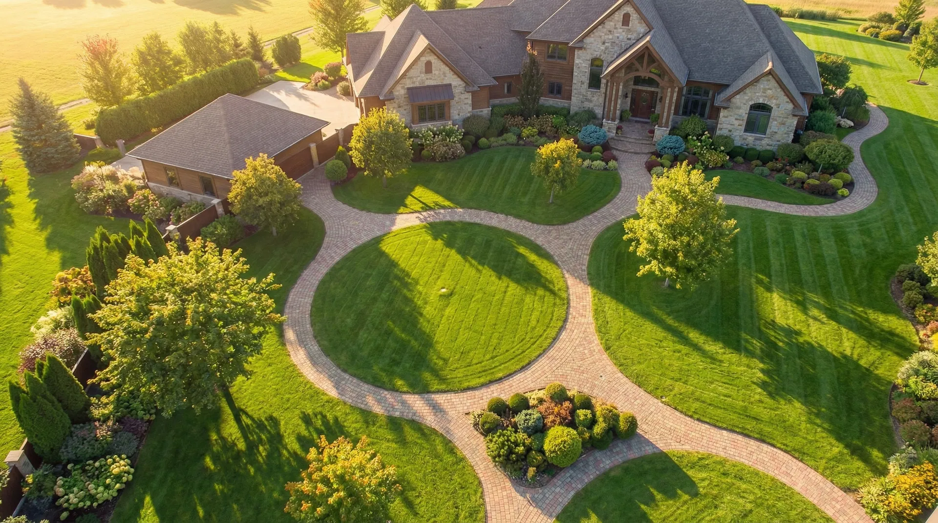 Aerial view of maintained property