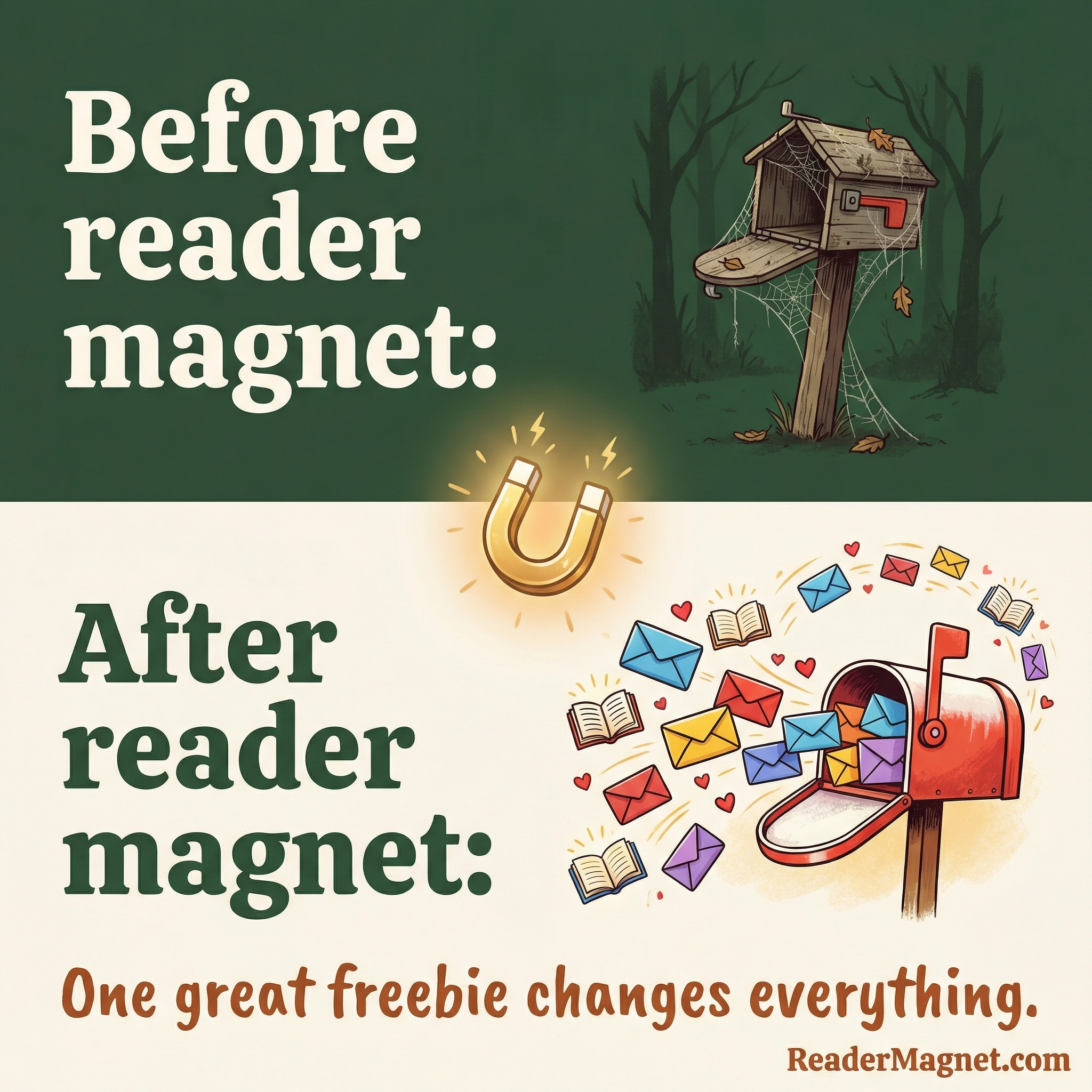 Before and after reader magnet meme