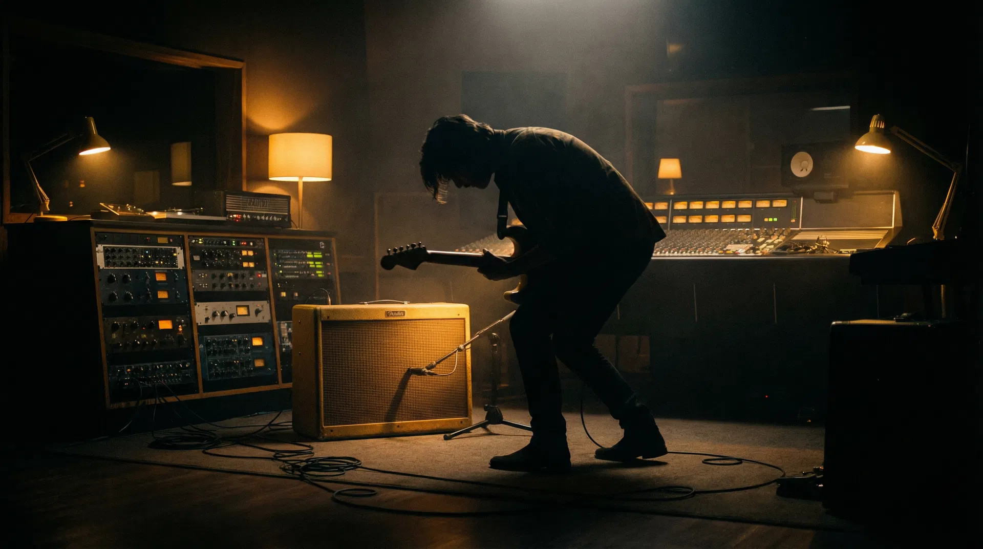 Recording studio at night