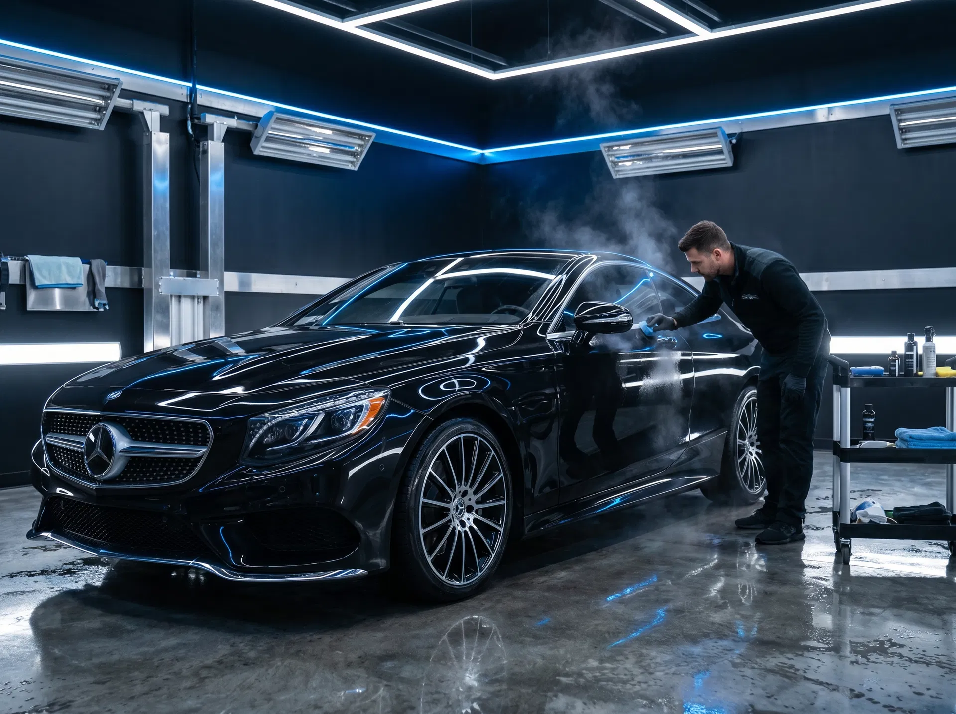 Detailed vehicle ready for coating