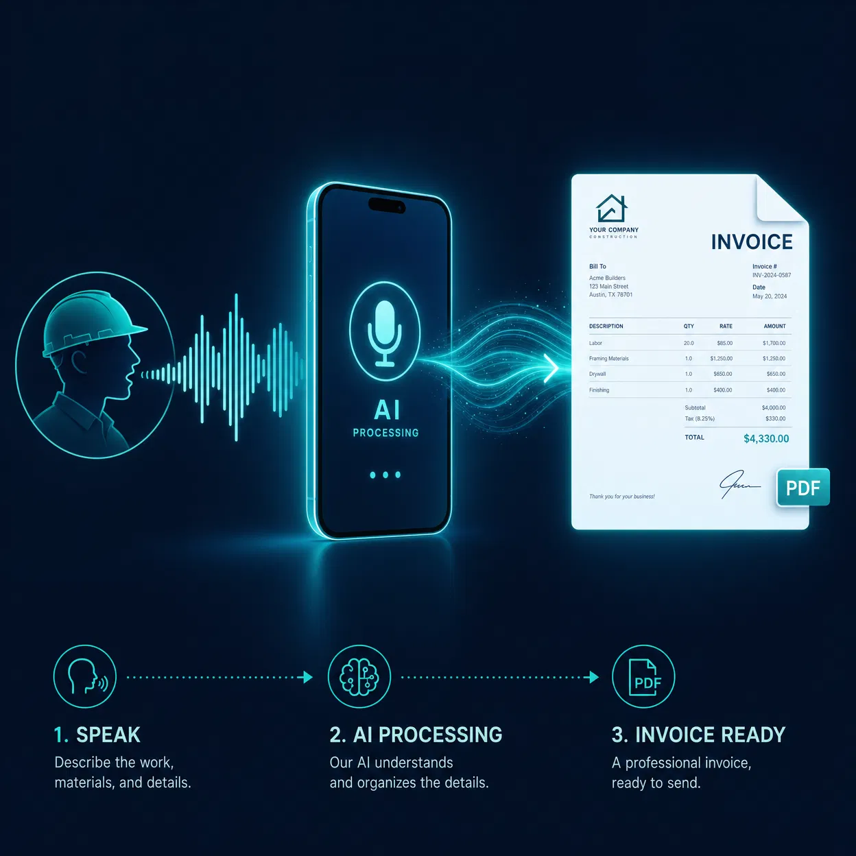 VoiceInvoice — speak your job, get an invoice