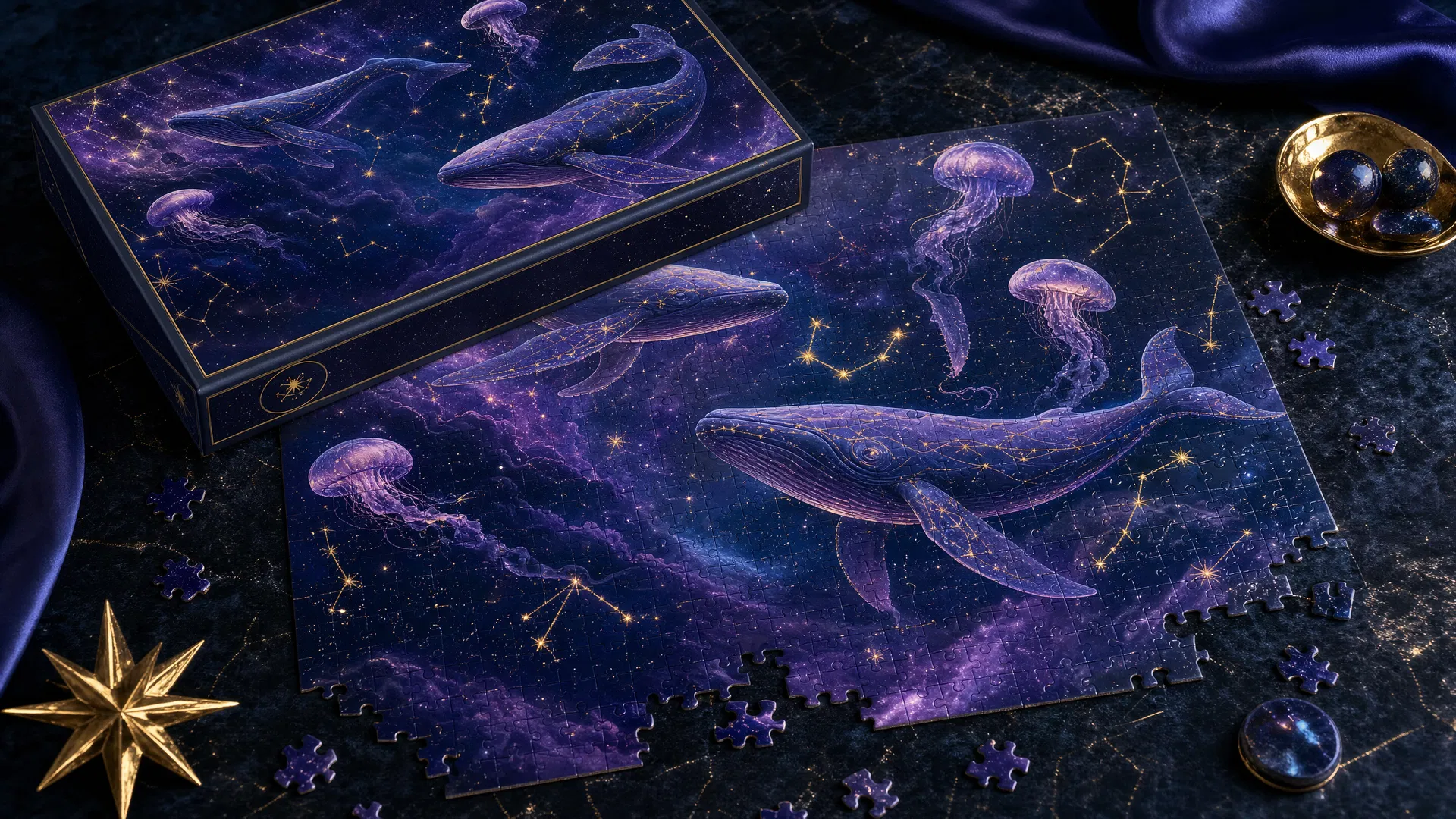 Dolphin Starwake celestial jigsaw puzzle