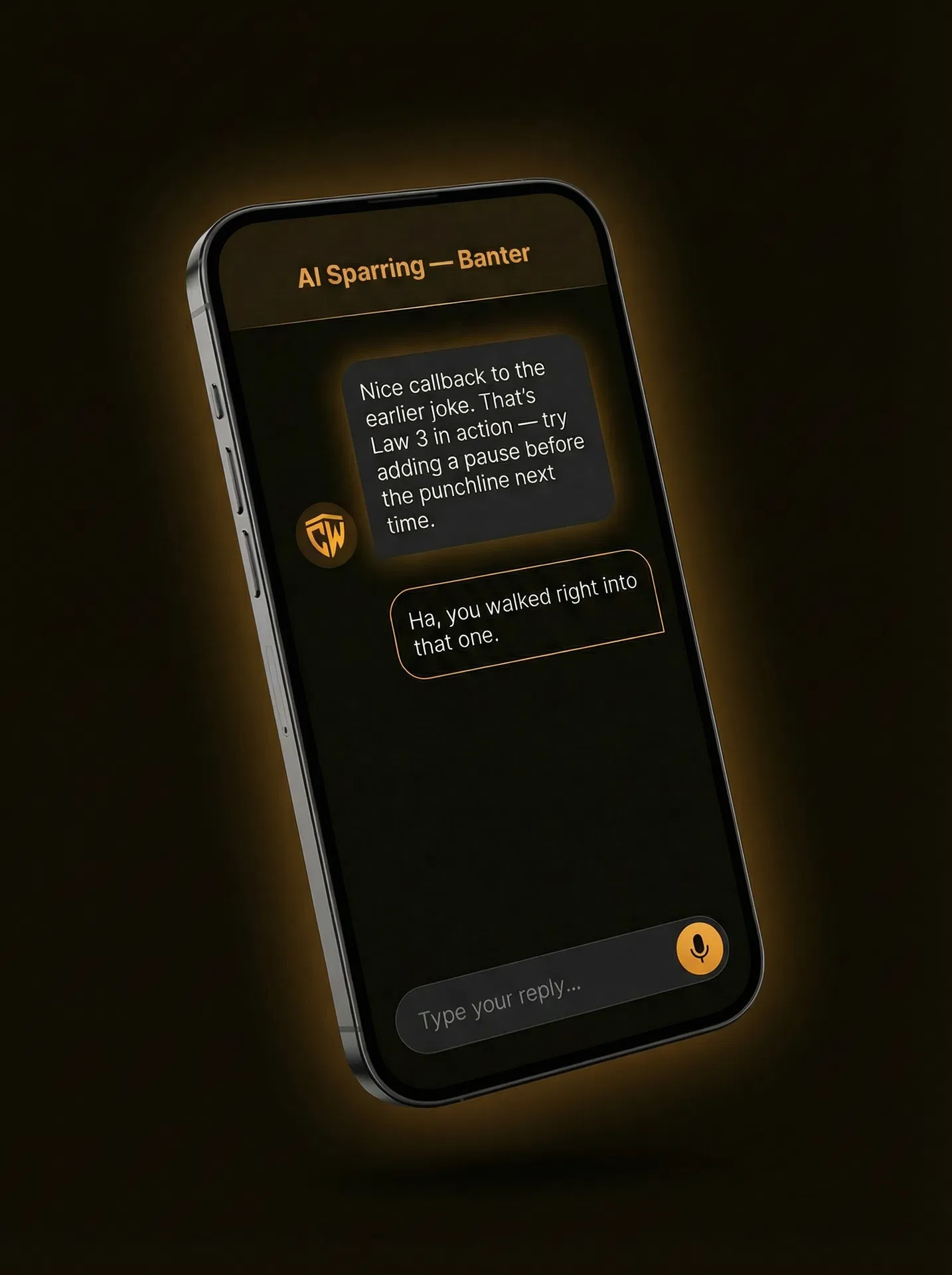 Charm Wright AI Sparring interface on a phone