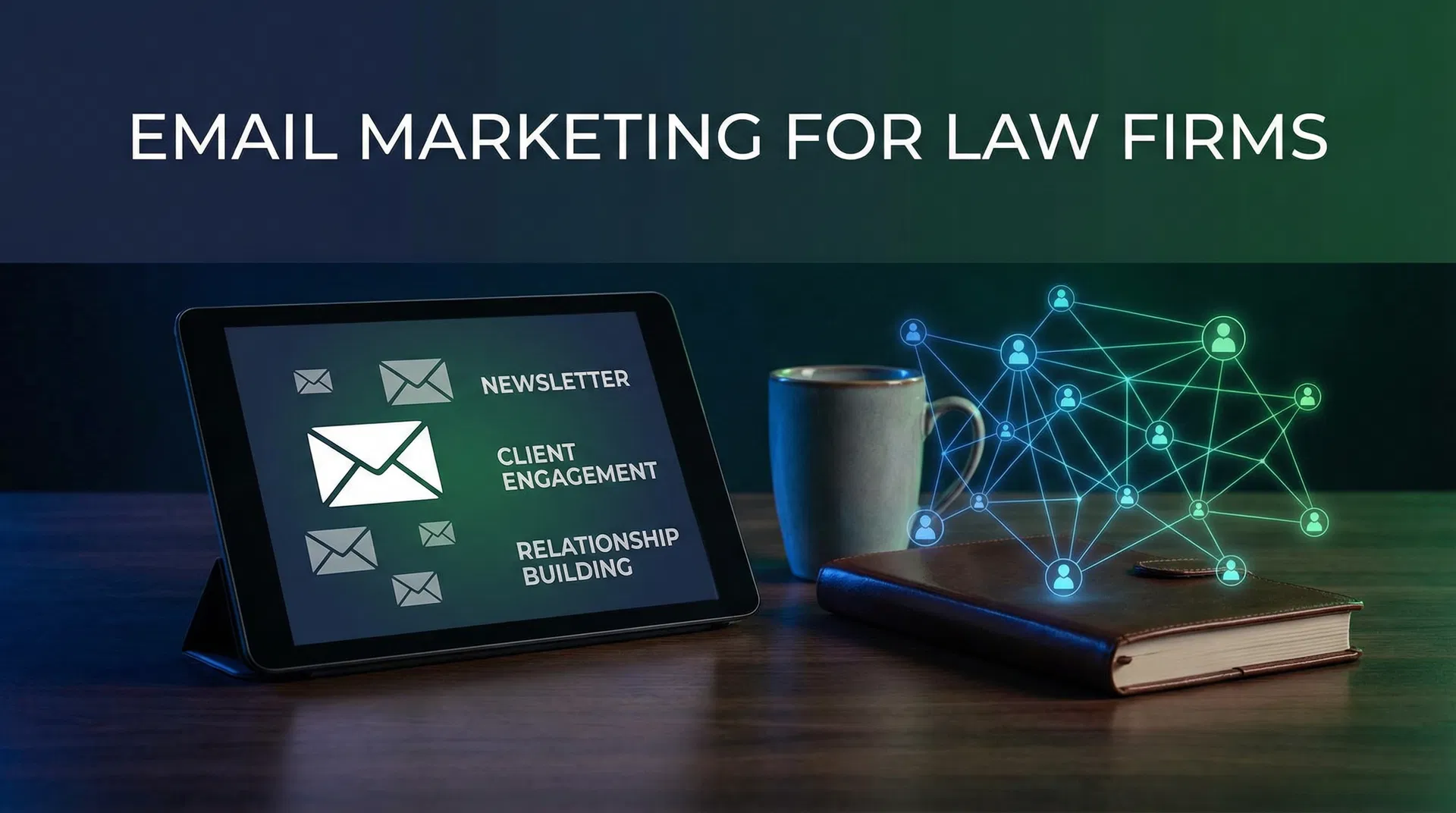 שיווק דוא"ל לעורכי דין - עיצוב עם סמלי דוא"ל, עלון וקשרי לקוח