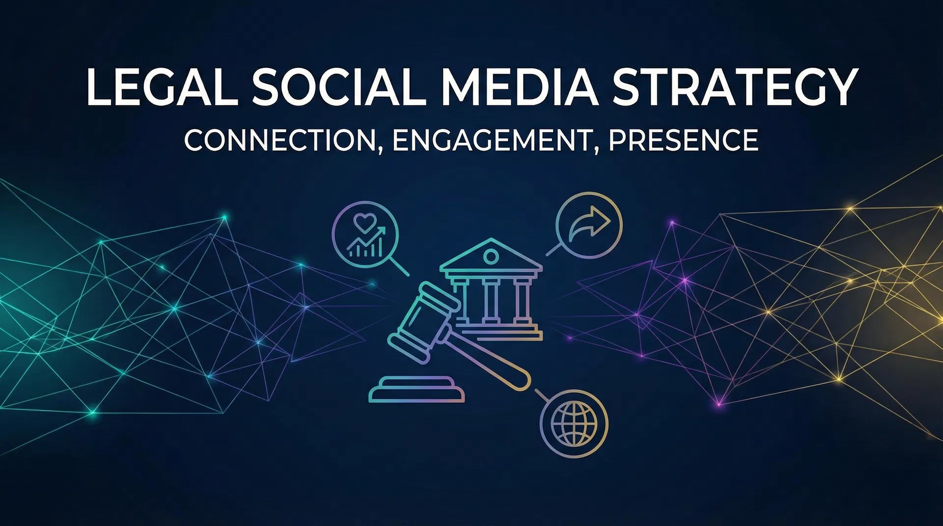 אסטרטגיית מדיה חברתית לעורכי דין - עיצוב עם רשתות חיבור, סקאלות וסמלים משפטיים