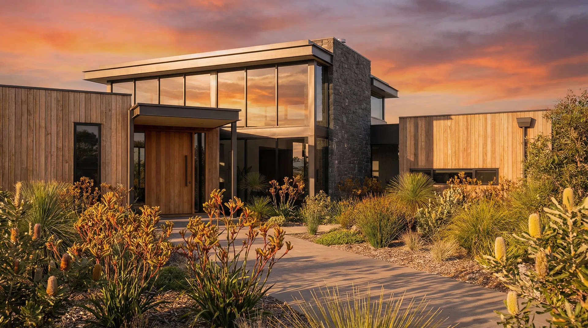 Beautiful Australian home at golden hour