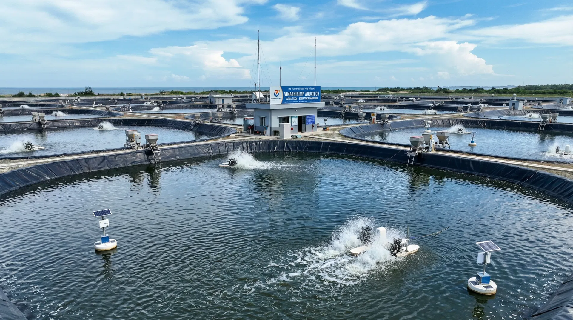 Ao nuôi tôm công nghệ cao ứng dụng thuốc thủy sản Đắc Lợi tại Vĩnh Châu Sóc Trăng