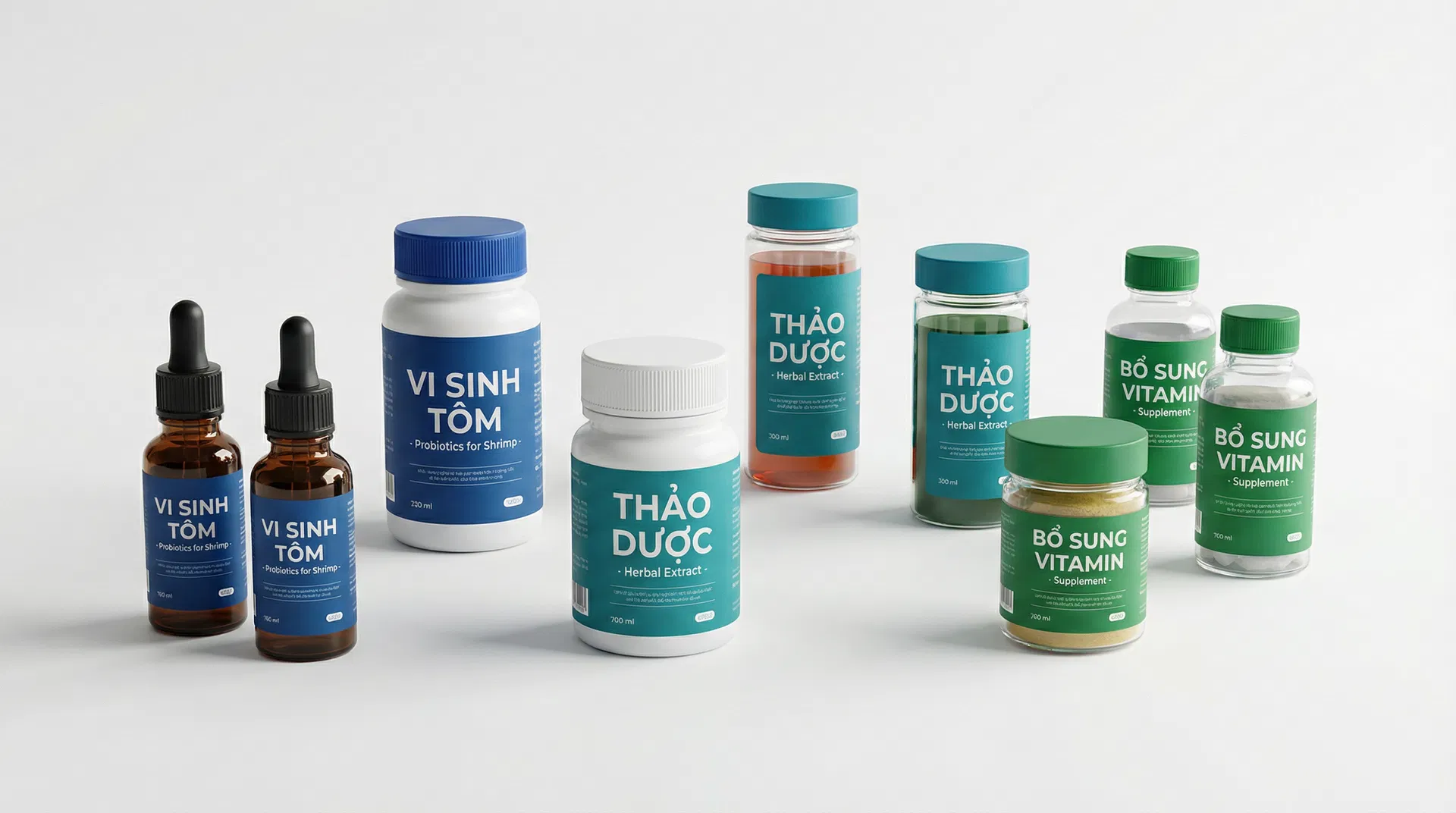 Sản phẩm thuốc thủy sản Đắc Lợi - men vi sinh, thảo dược gan ruột, acid hữu cơ cho tôm