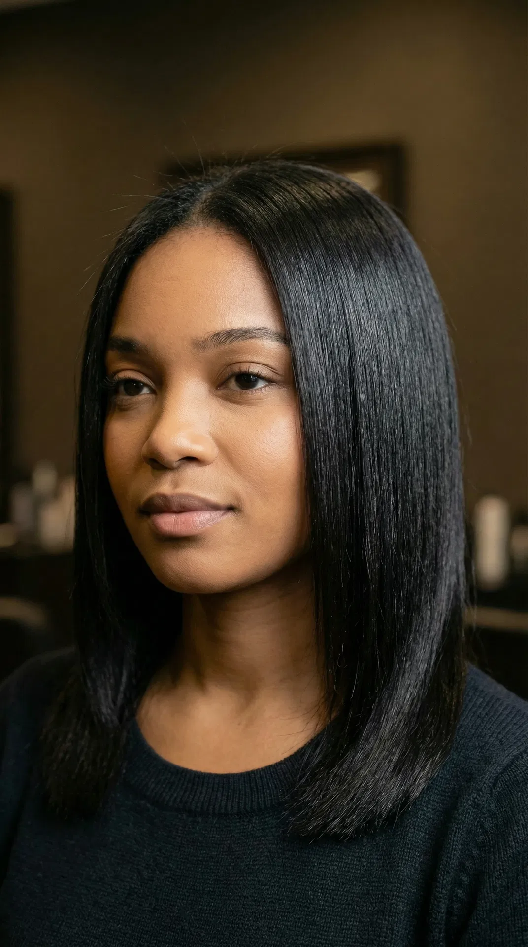 Cabelo perfeitamente liso após alisamento a laser