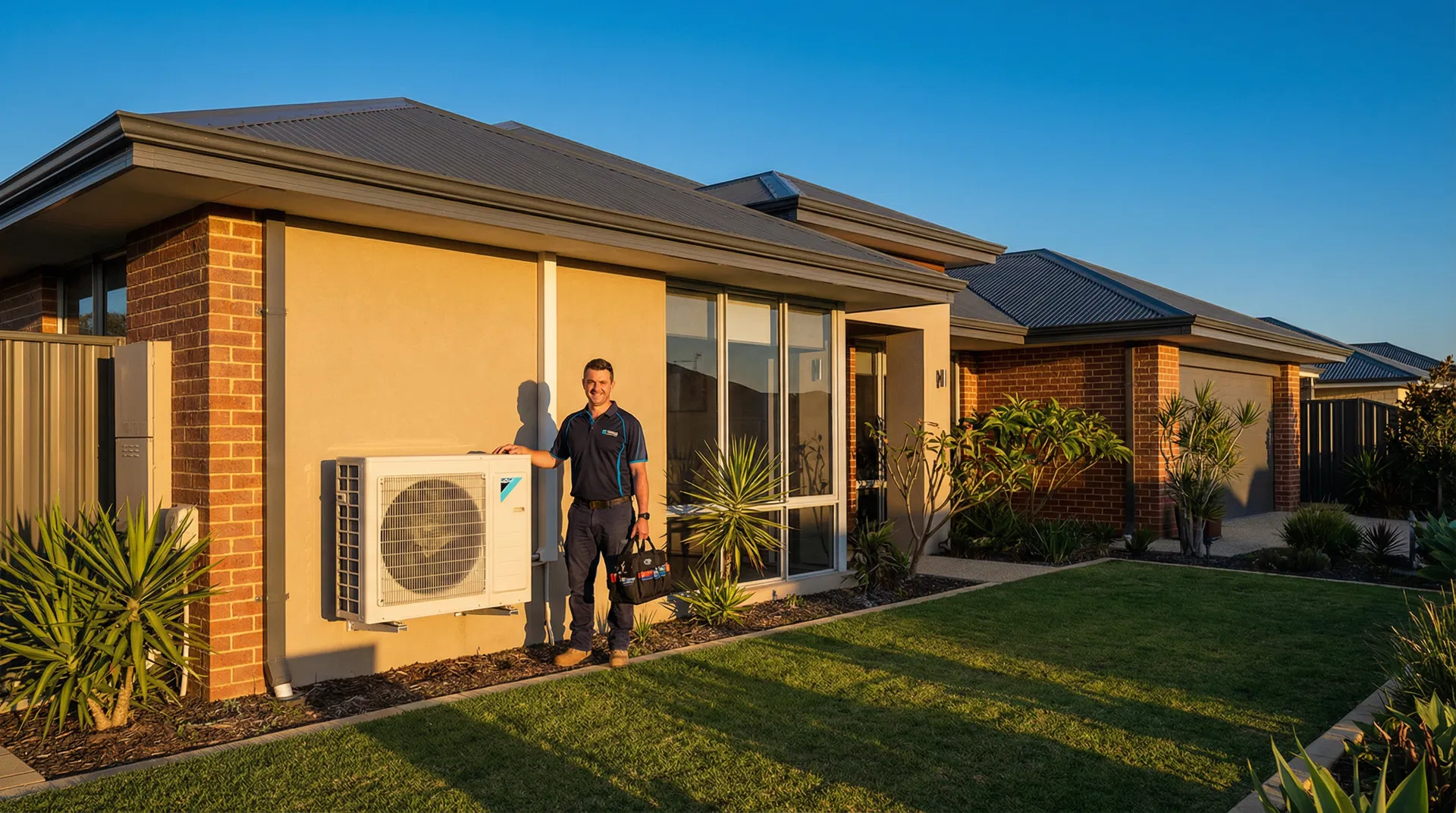 NextGen Air Conditioning technician servicing a home in Mandurah