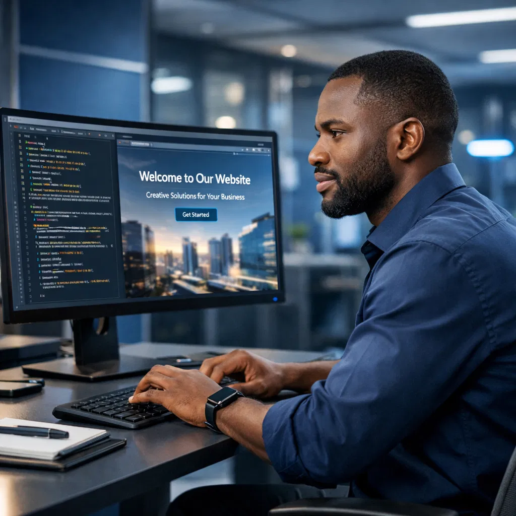 Developer working on website