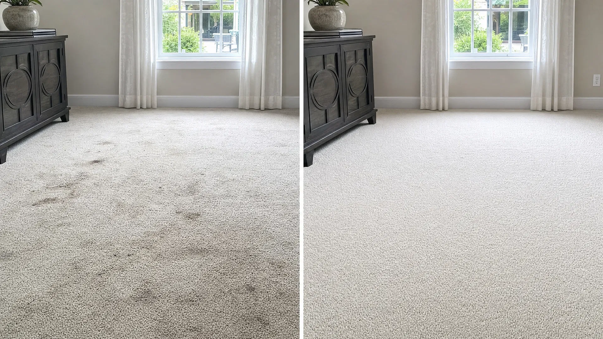 Before and after carpet cleaning