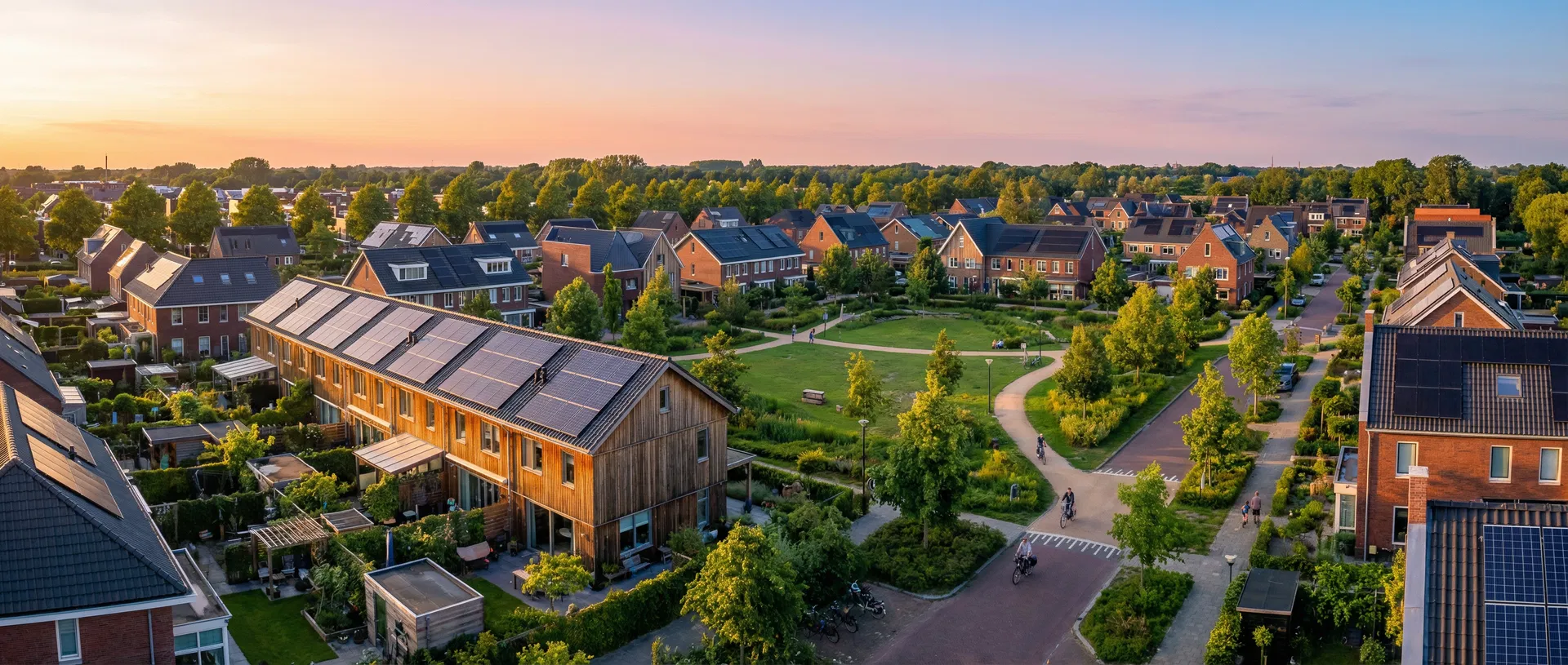 Sustainable energy community with solar panels