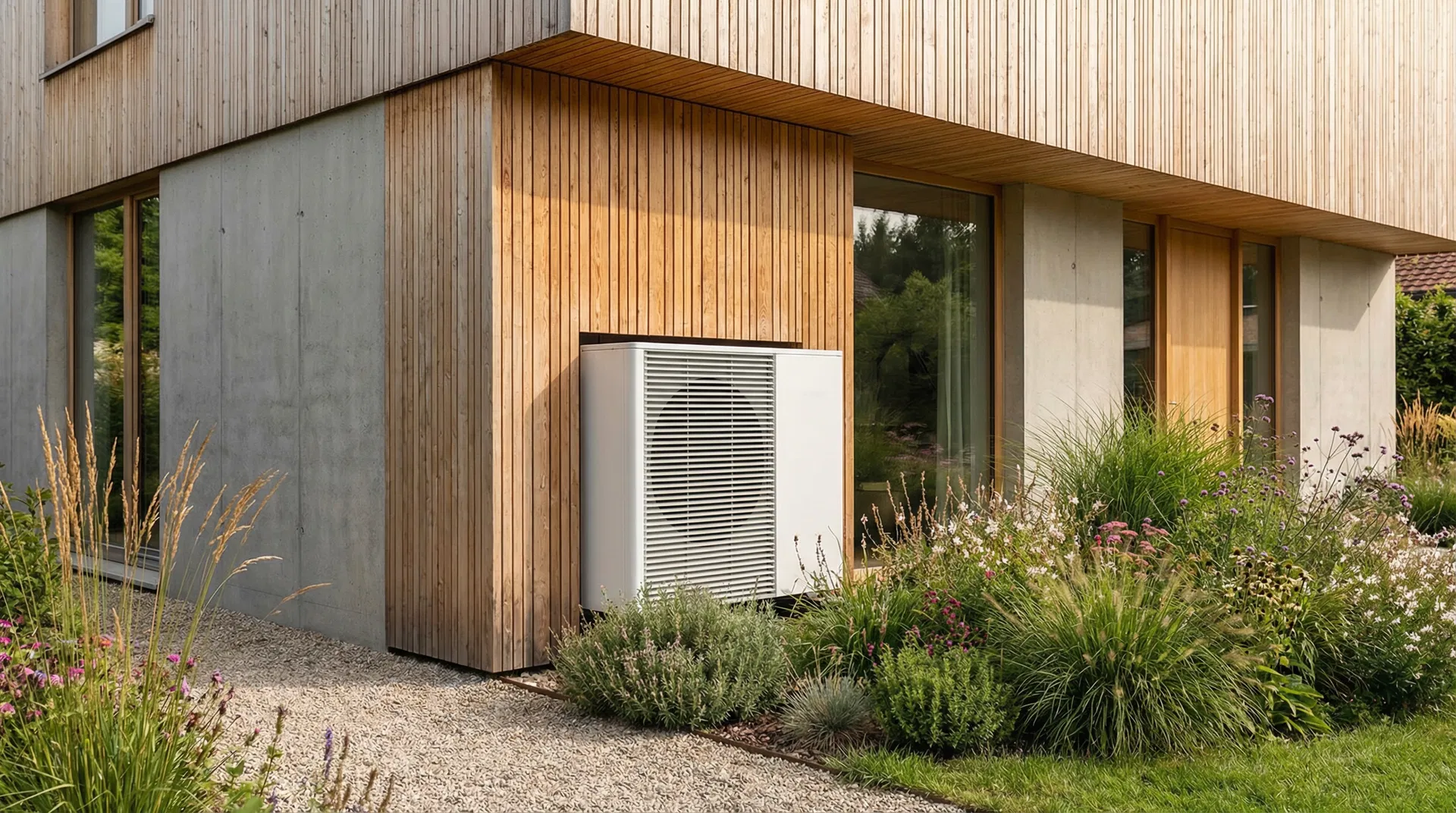 Modern heat pump installation